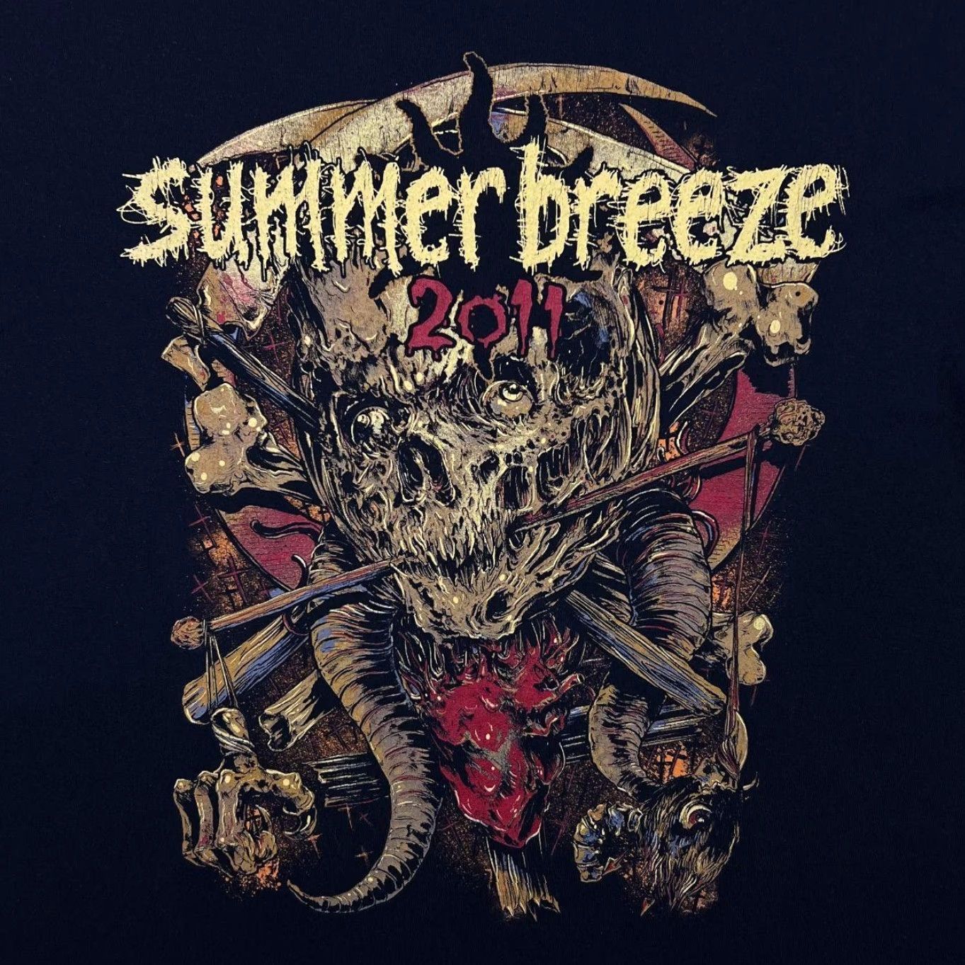 Vintage Summer Breeze Festival 2011 Hard Rock Heavy Metal Band Lineup Black T-Shirt L Mens Short Sleeve Cotton Shirt Size US L / EU 52-54 / 3 - 3 Thumbnail