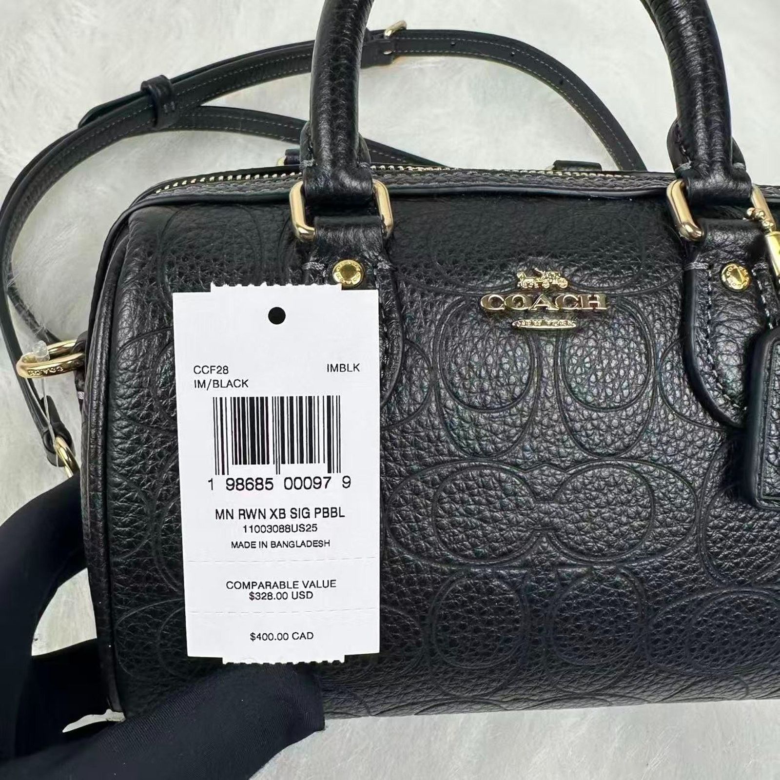 Coach Coach Mini Rowan Crossbody Sig Leather Pebbled Leather/Black Size ONE SIZE - 7 Thumbnail