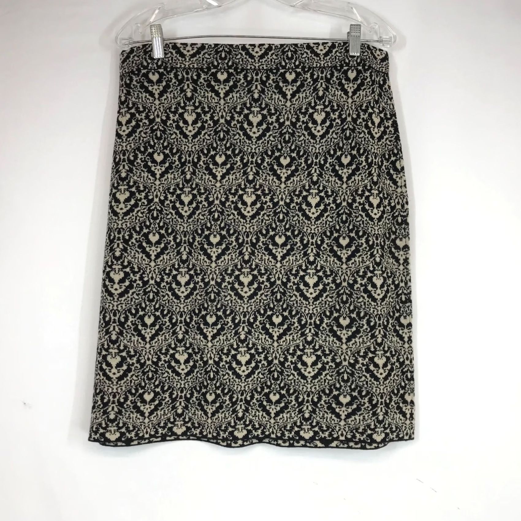 Vintage CHICO'S Skirt Womens 2 TAN & BLACK Elastic Waist Pull-On Wool Blend Sweater Size XS / US 0-2 / IT 36-38 - 3 Thumbnail