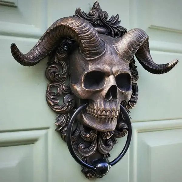 Japanese Brand Horned Skull Statue Hanging Doorknocker Size ONE SIZE - 1 Thumbnail