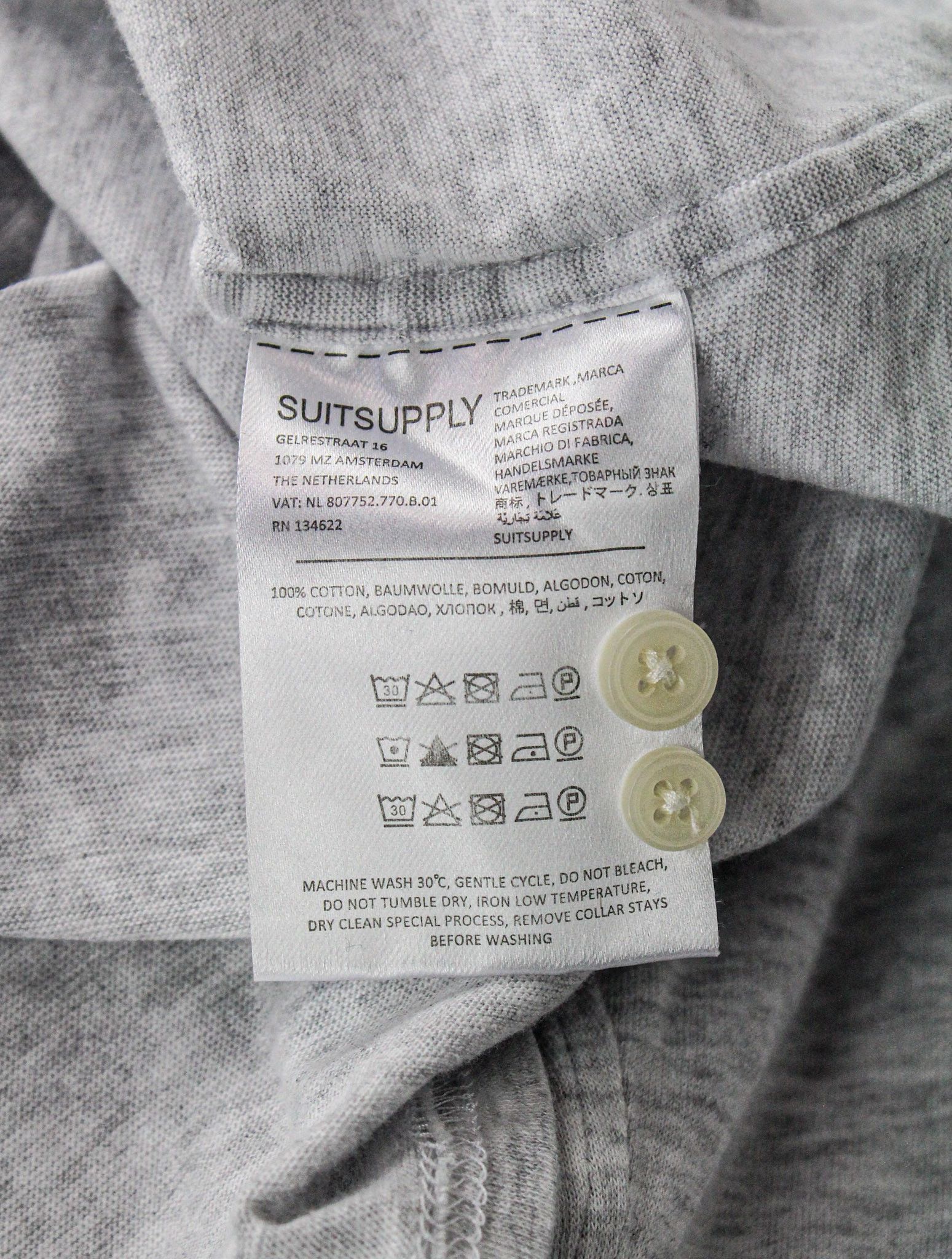 Suitsupply 41/42/16/16 1/2 Grey Extra Slim Cotton Polo 72768 Size 42R - 6 Thumbnail