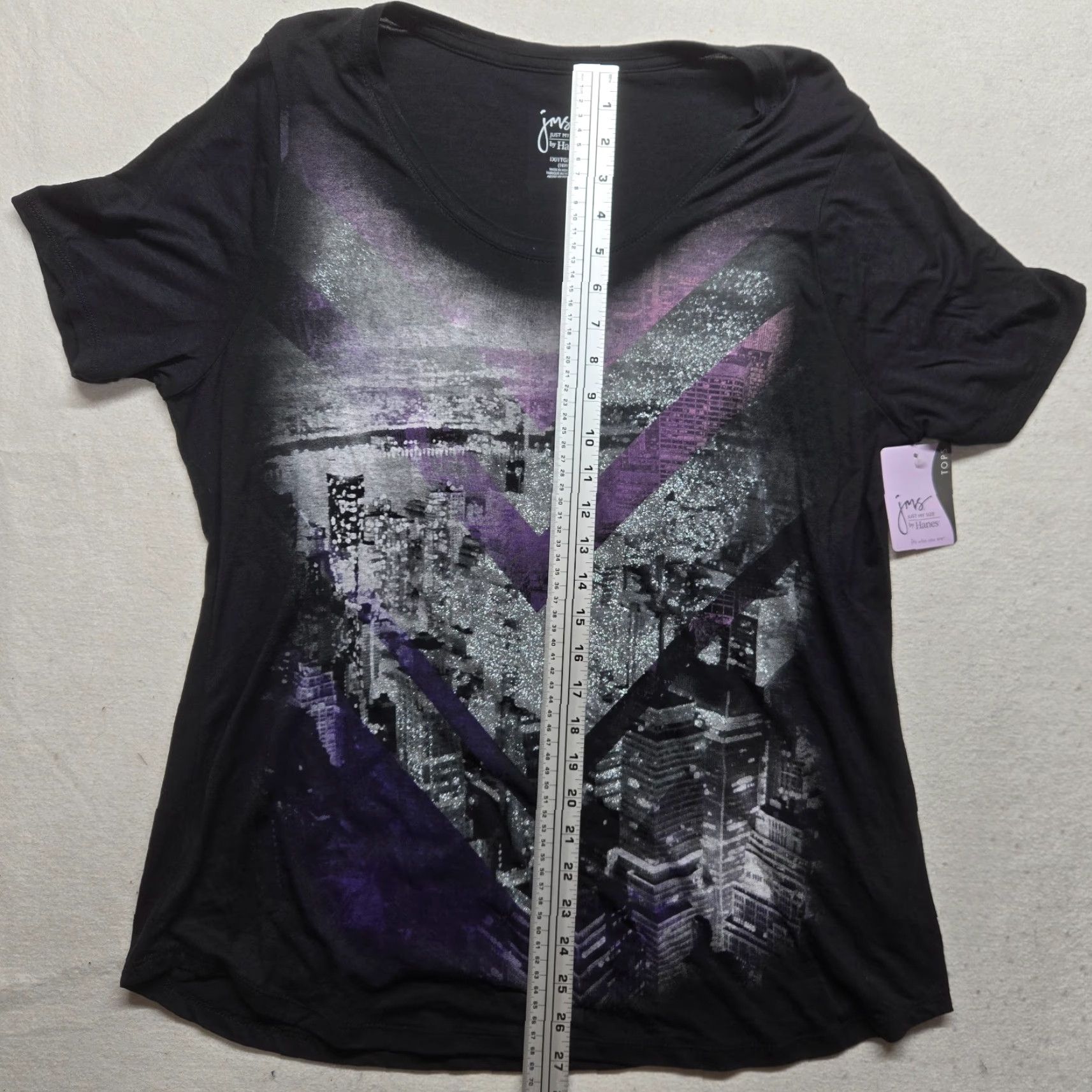 Vintage JMS Just My Size Shirt Black City Scape Neck Pullover Adult Women's Size 1X Size XL / US 12-14 / IT 48-50 - 4 Thumbnail