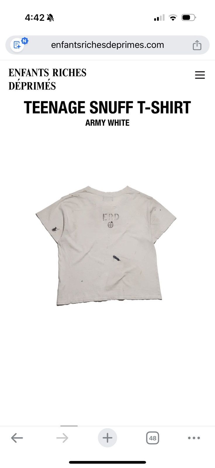 Enfants Riches Deprimes TEENAGE SNUFF T-SHIRT Size US M / EU 48-50 / 2 - 3 Thumbnail