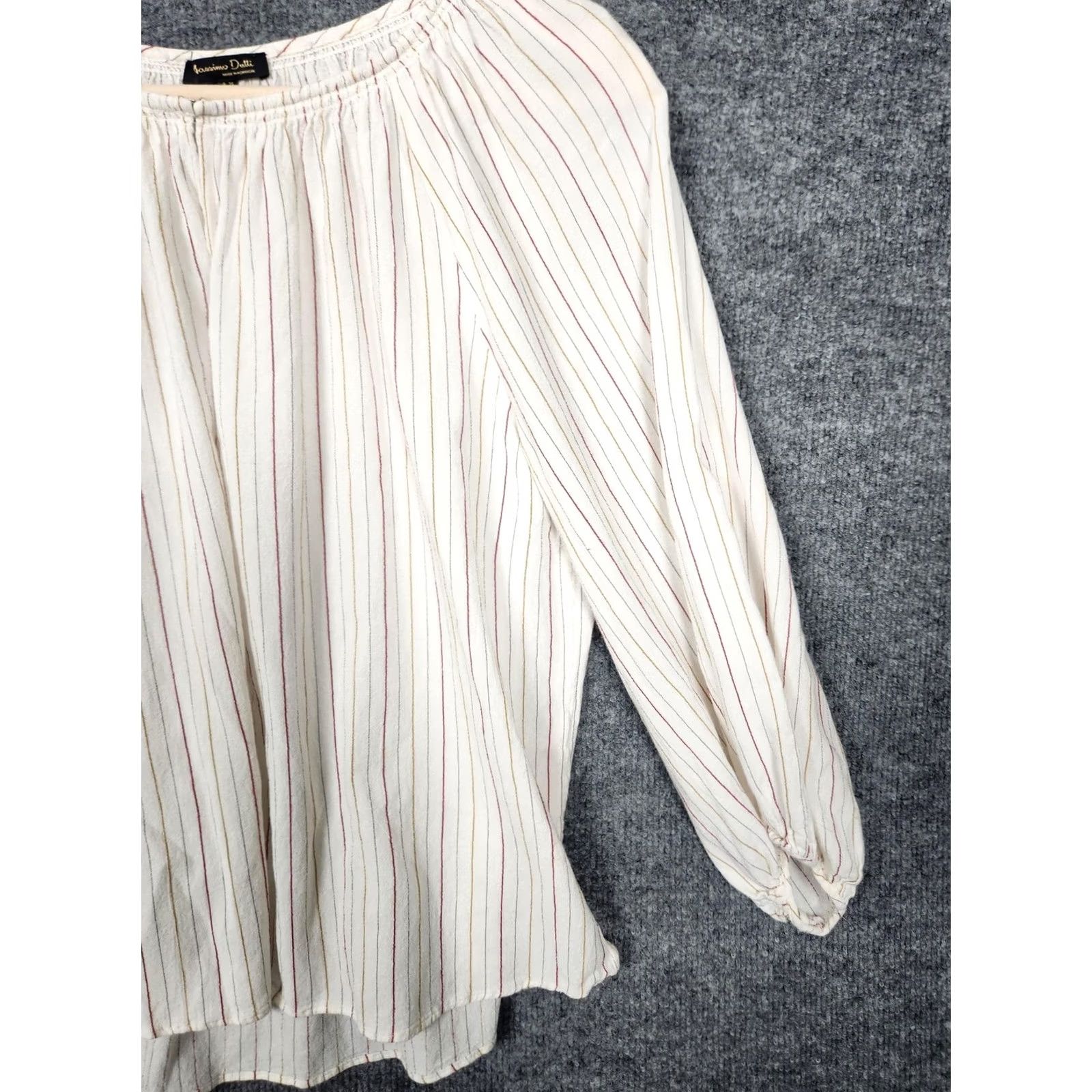 Massimo Dutti Massimo Dutti Womens 4 White Stripe Peasant Blouse Long Sleeve Boho Shirt Top Size S / US 4 / IT 40 - 2 Thumbnail