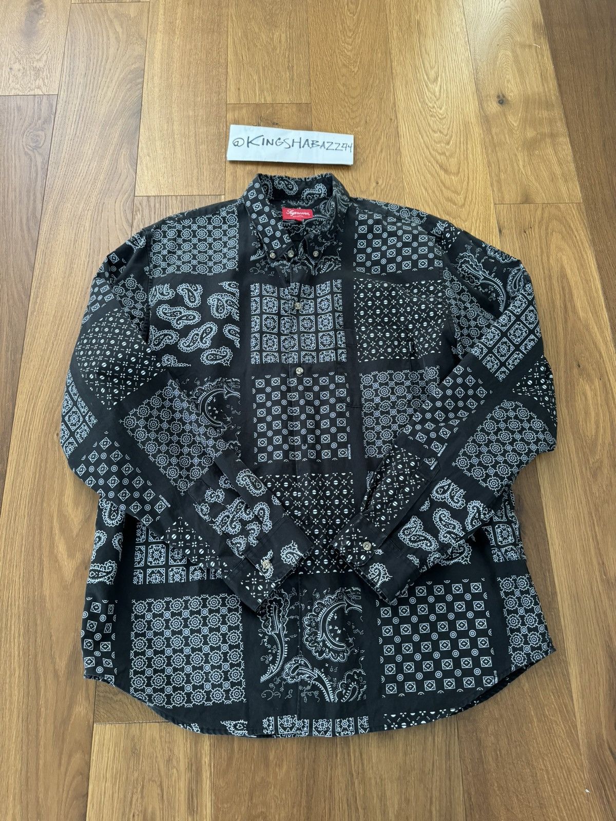 M supreme Paisley Grid Shirt 対し black ブラック 