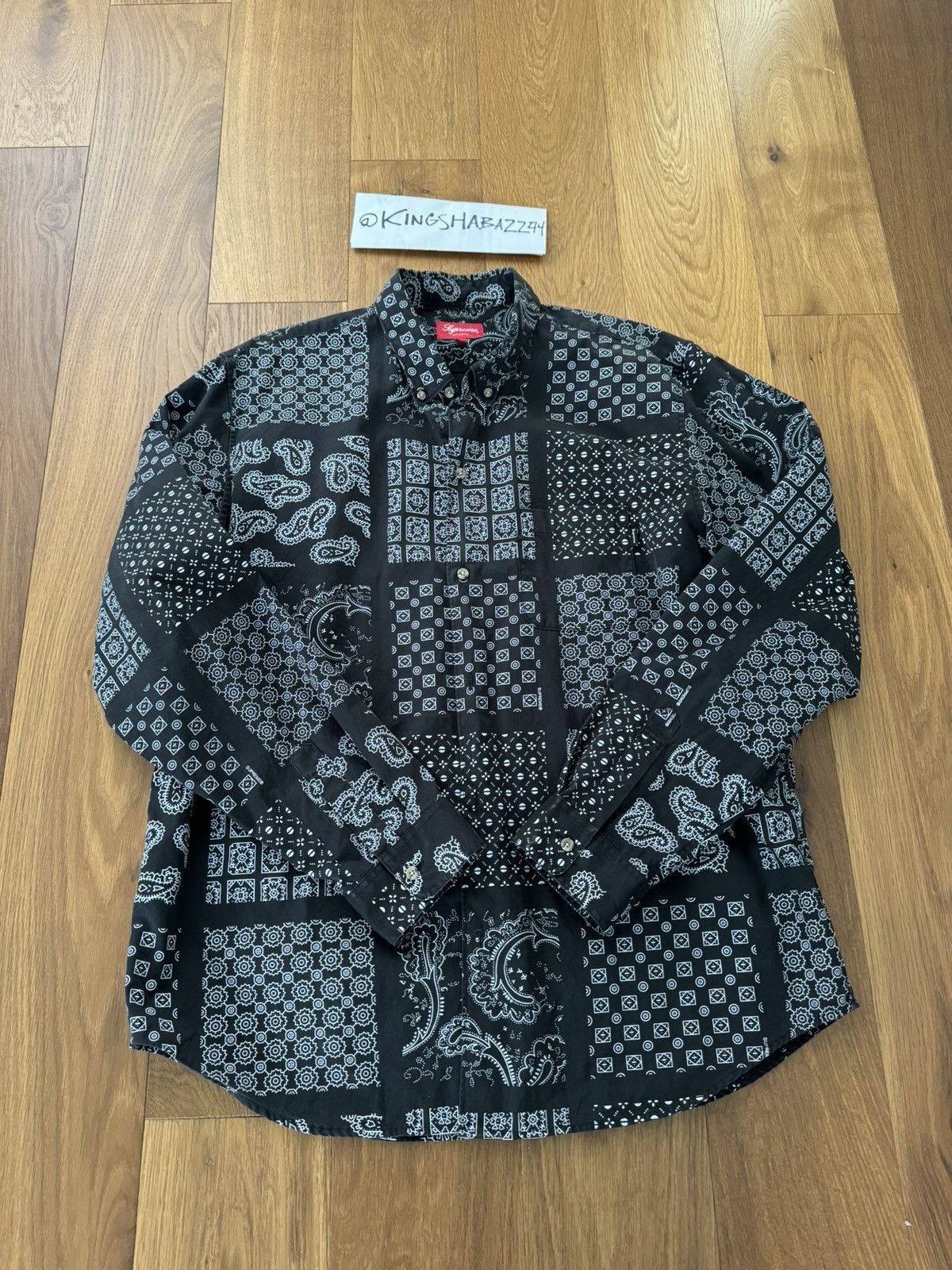 image of Supreme Black Paisley Button Up, Men's (Size XL)