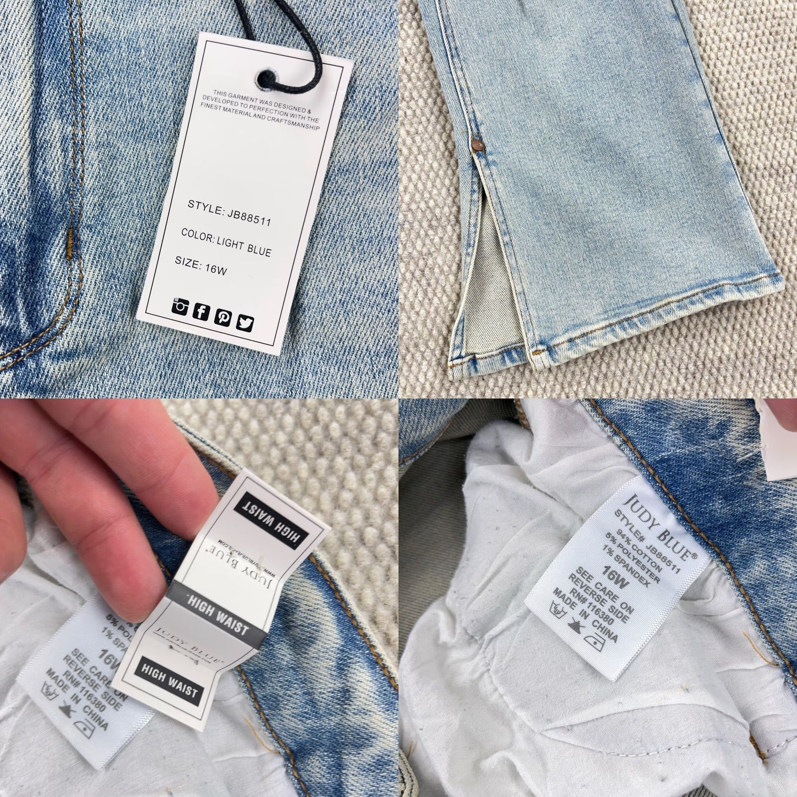 Vintage Judy Blue Jeans Women 16W Straight Leg High Waist Light Wash Distressed Holes Jeans Size 38" / US 16 / IT 52 - 8 Thumbnail