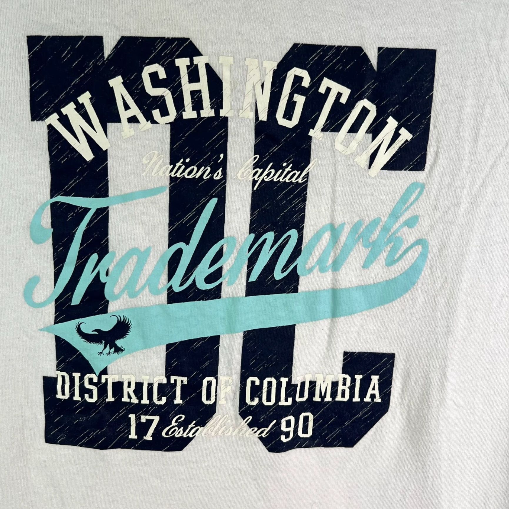 Delta VINTAGE Washington DC Destination T-Shirt Mens Regular White Delta Pro Weight Graphic Print 90s City USA Shade White House Capitol National Mall Size US L / EU 52-54 / 3 - 2 Thumbnail