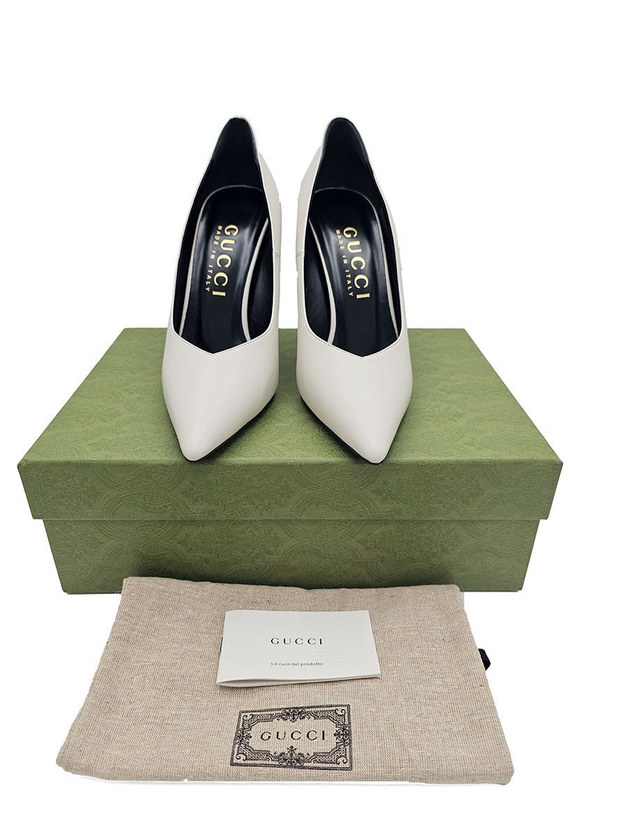 Gucci Gucci Priscilla White Leather High Heel Pumps 40 US 10 Size US 10 / IT 40 - 2 Thumbnail