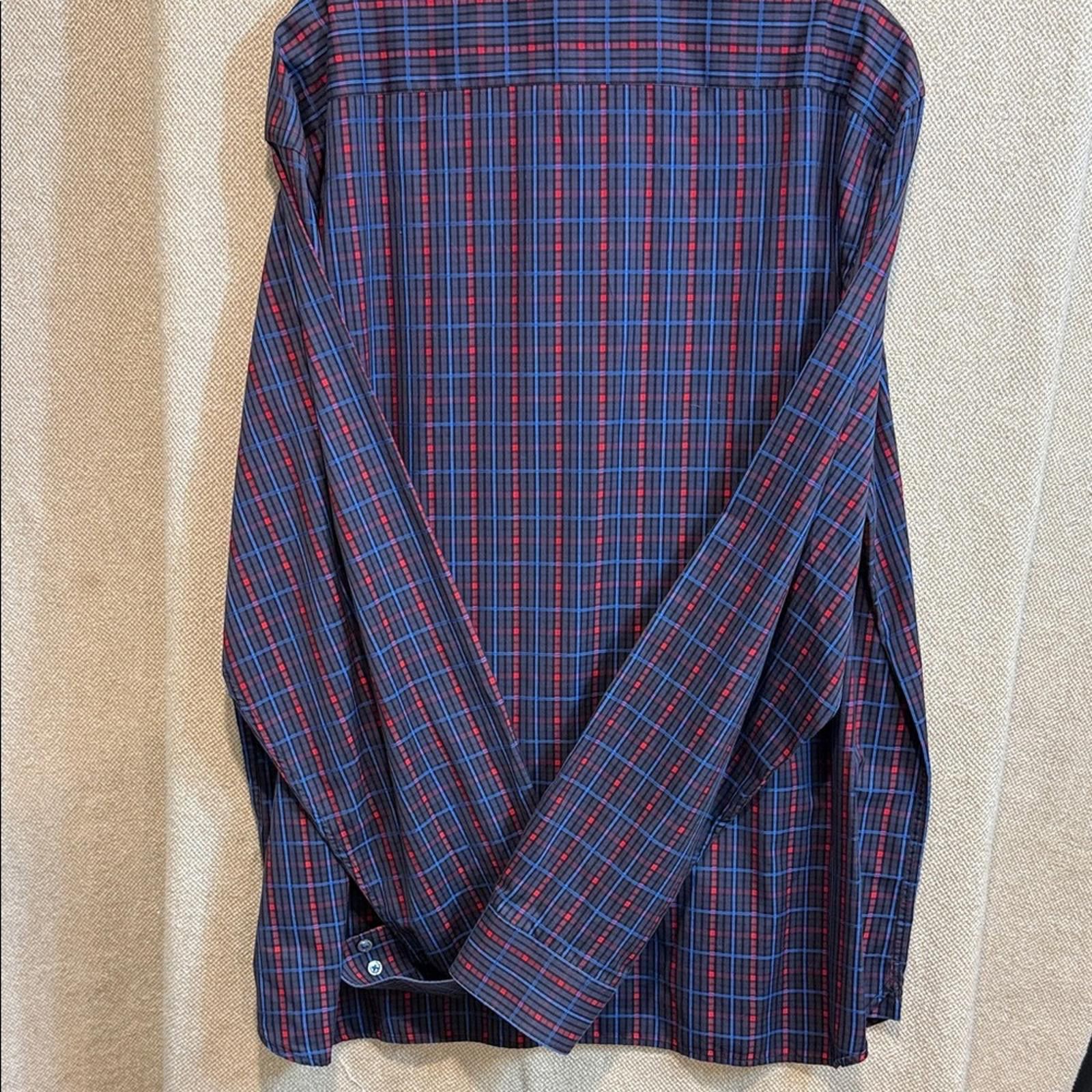 BUGATCHI Bugatchi Men's Blue and Red Soecklef Shirt Size US M / EU 48-50 / 2 - 5 Thumbnail