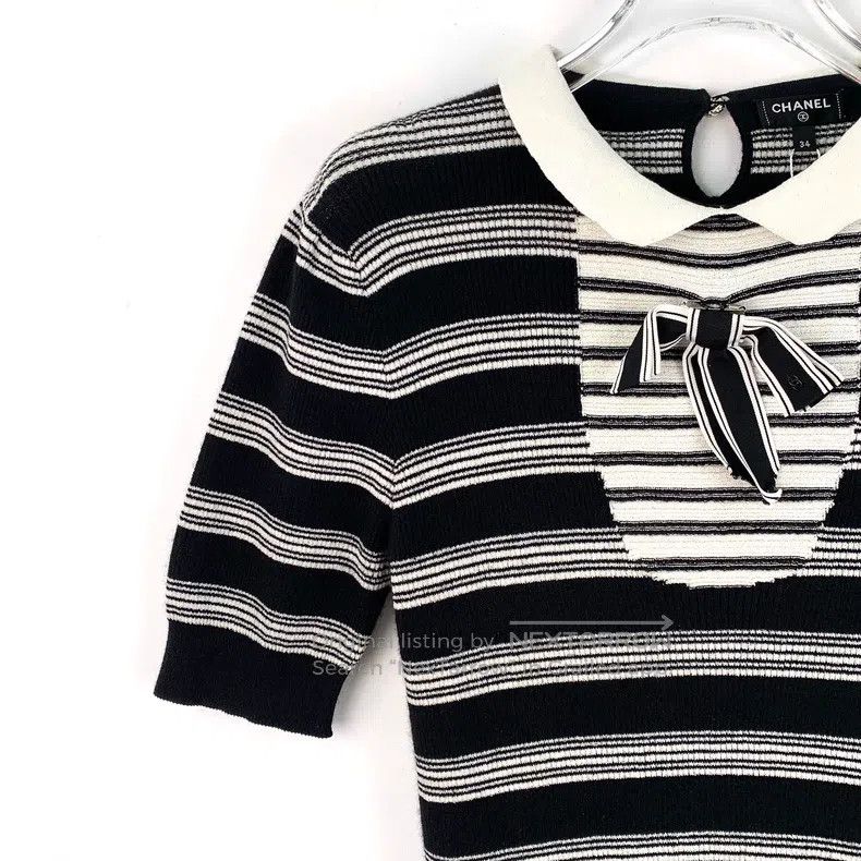 Chanel Chanel Colour-blocked striped bow decoration doll collar s Size XXS / US 00 / IT 34 - 3 Thumbnail