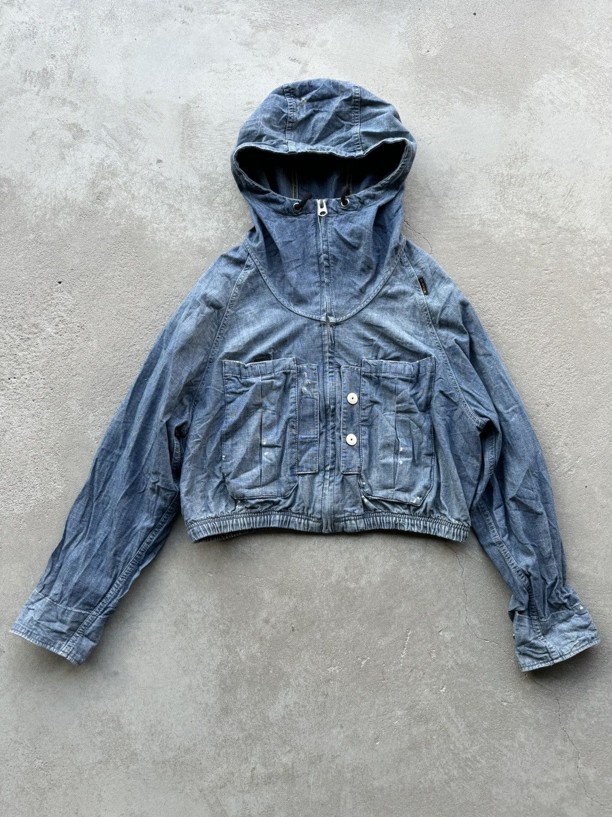 image of Avant Garde x Gstar G-Star Avant-Garde Cropped Jacket Pharell Style in Blue Denim, Men's (Size XS)