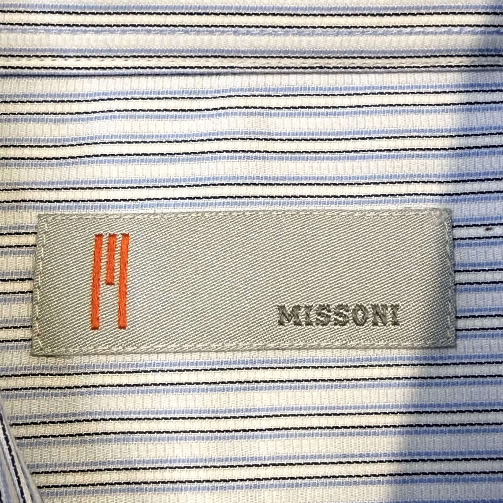 Missoni Missoni Dress Shirt Mens 16.5 Blue Stripe 100% Cotton Button Front Long Sleeve Shirt Size 46R - 3 Thumbnail