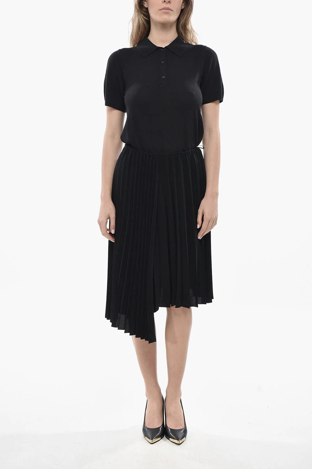 Saint Laurent Paris og1mm0326 Asymmetric Pleated Circle Skirt in Black Size 27" / US 4 / IT 40 - 4 Thumbnail