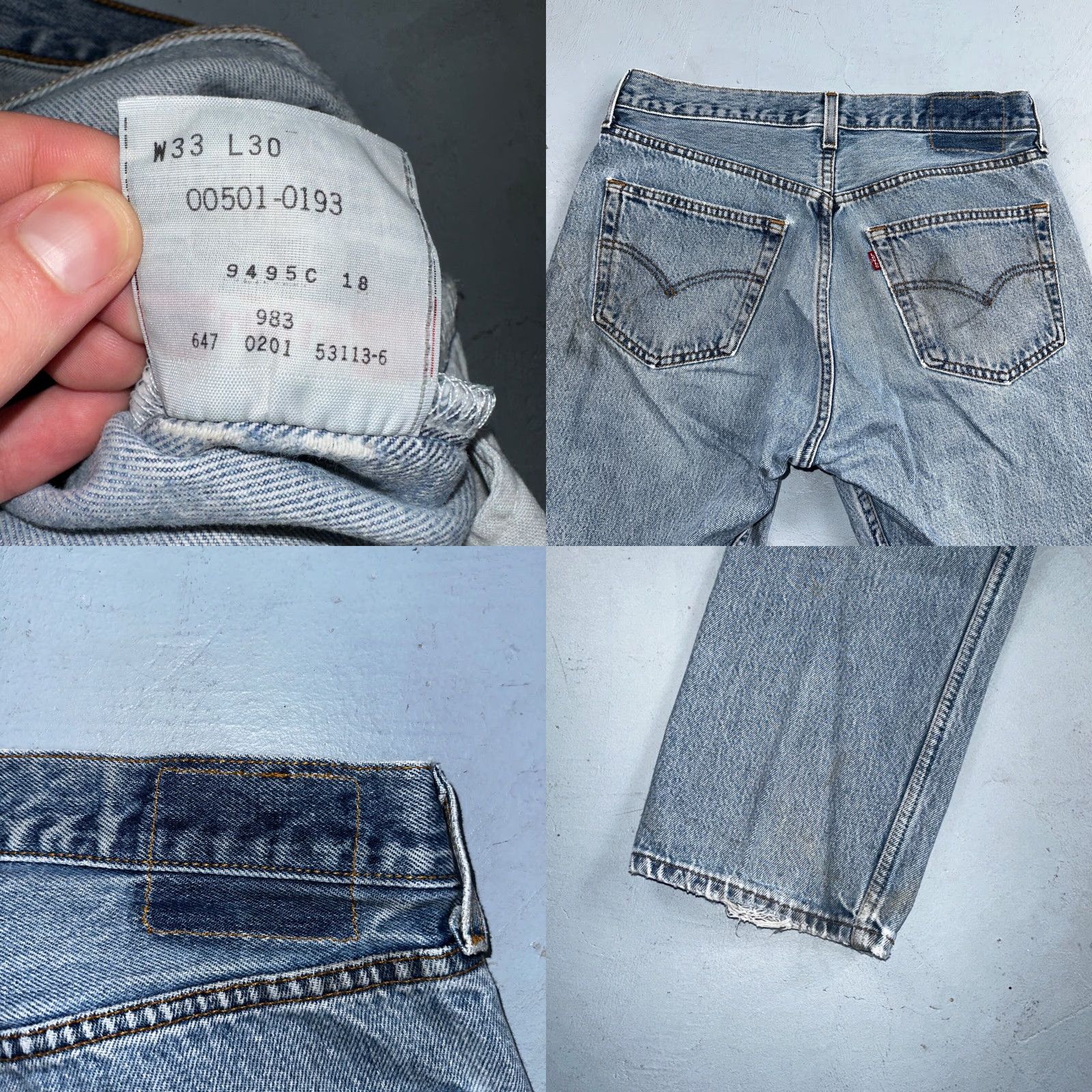 Levi's Levi's 501 Jeans Straight Levi's 501 Vintage Y2K 90s Light Blue Wash 33x30 Regular Men Jeans Size US 33 - 9 Thumbnail