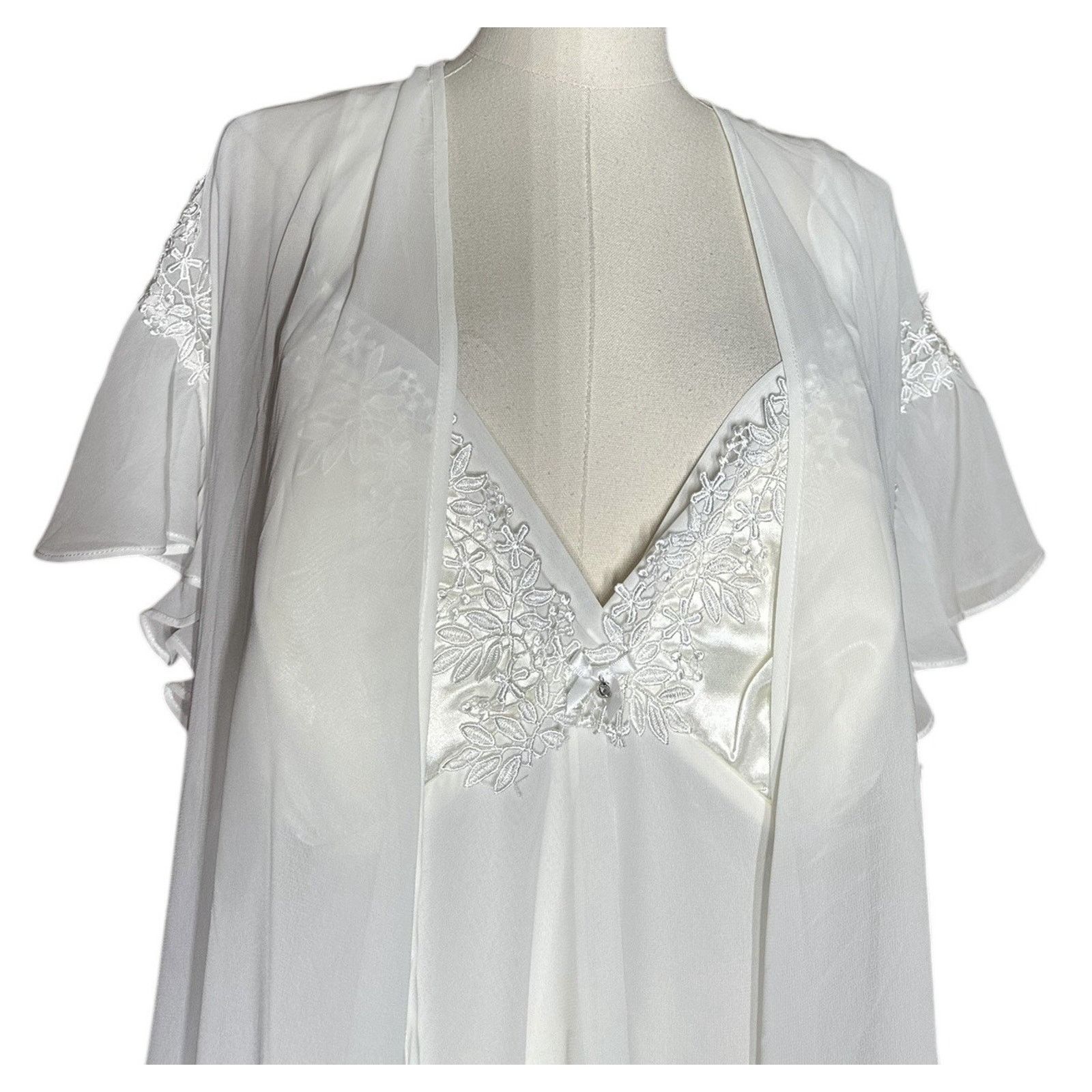 Other Flora Nikrooz Sheer Ivory Bridal Lingerie Robe Gown Set 1X Size ONE SIZE - 10 Thumbnail