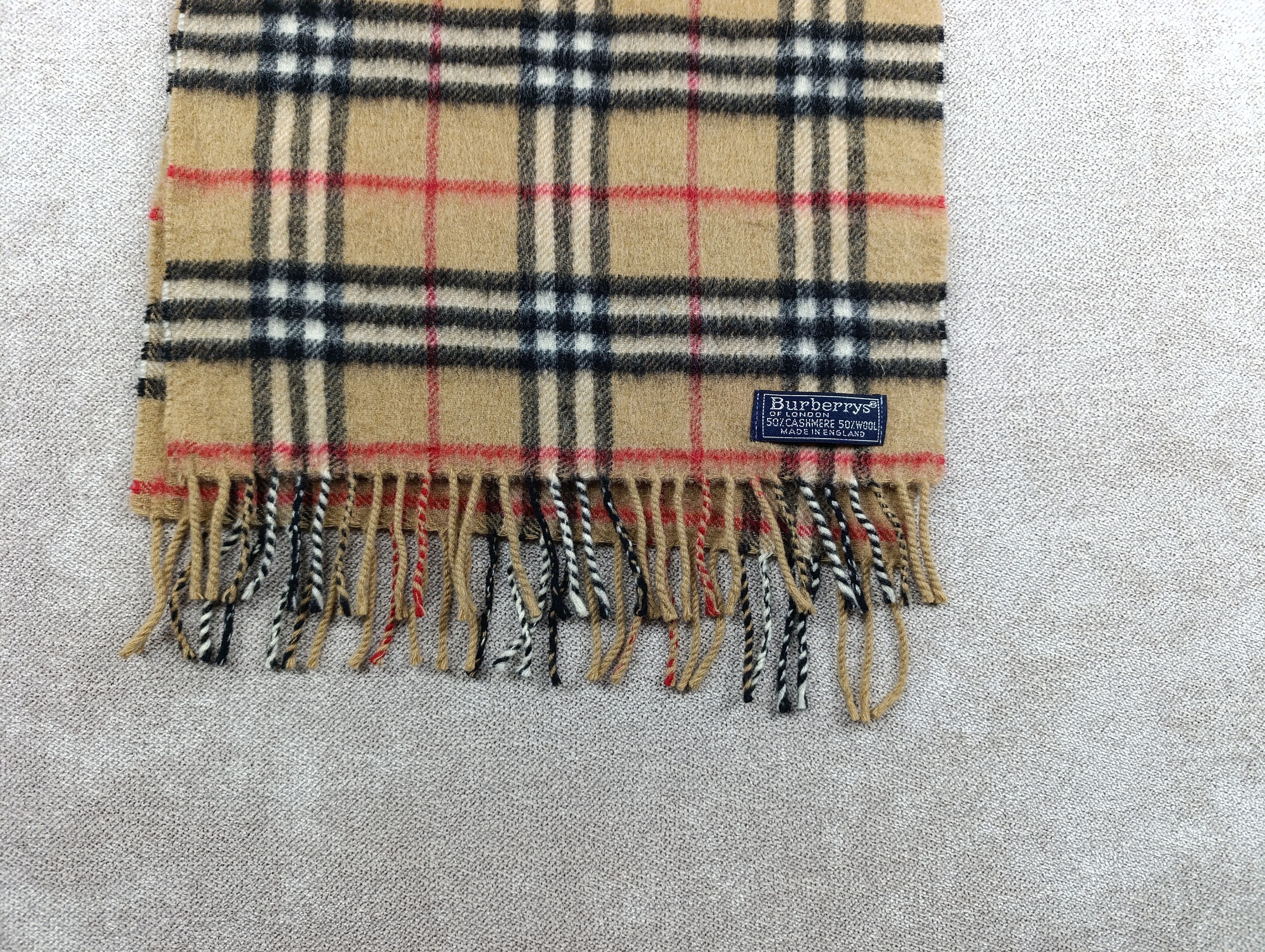Burberry Burberrys Burberry Nova Check Vintage Wool \ Cashmere Scarf Size ONE SIZE - 5 Thumbnail