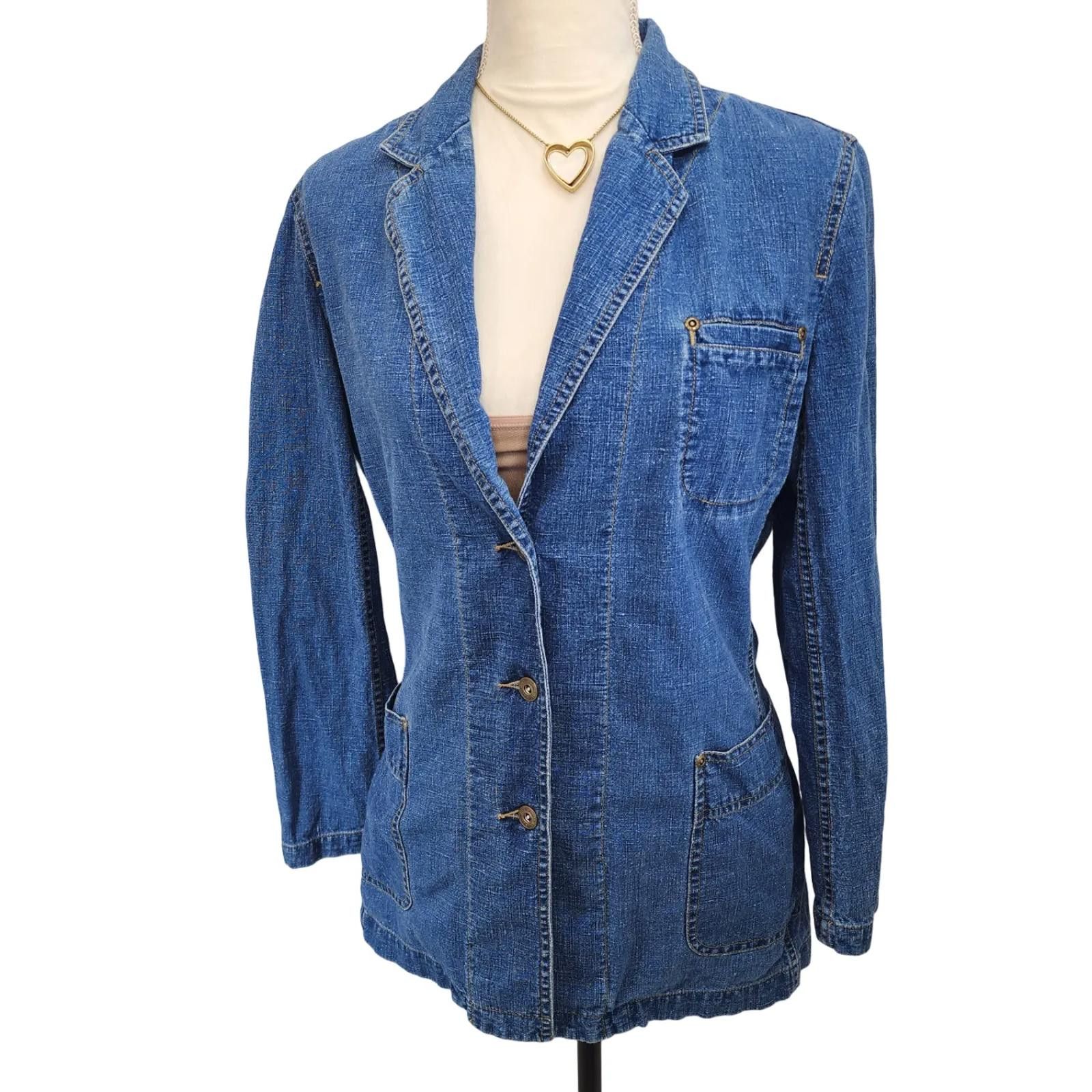Designer Liz Claiborne. Vintage Tailored Denim Blazer. Size: Medium Size M / US 6-8 / IT 42-44 - 1 Thumbnail
