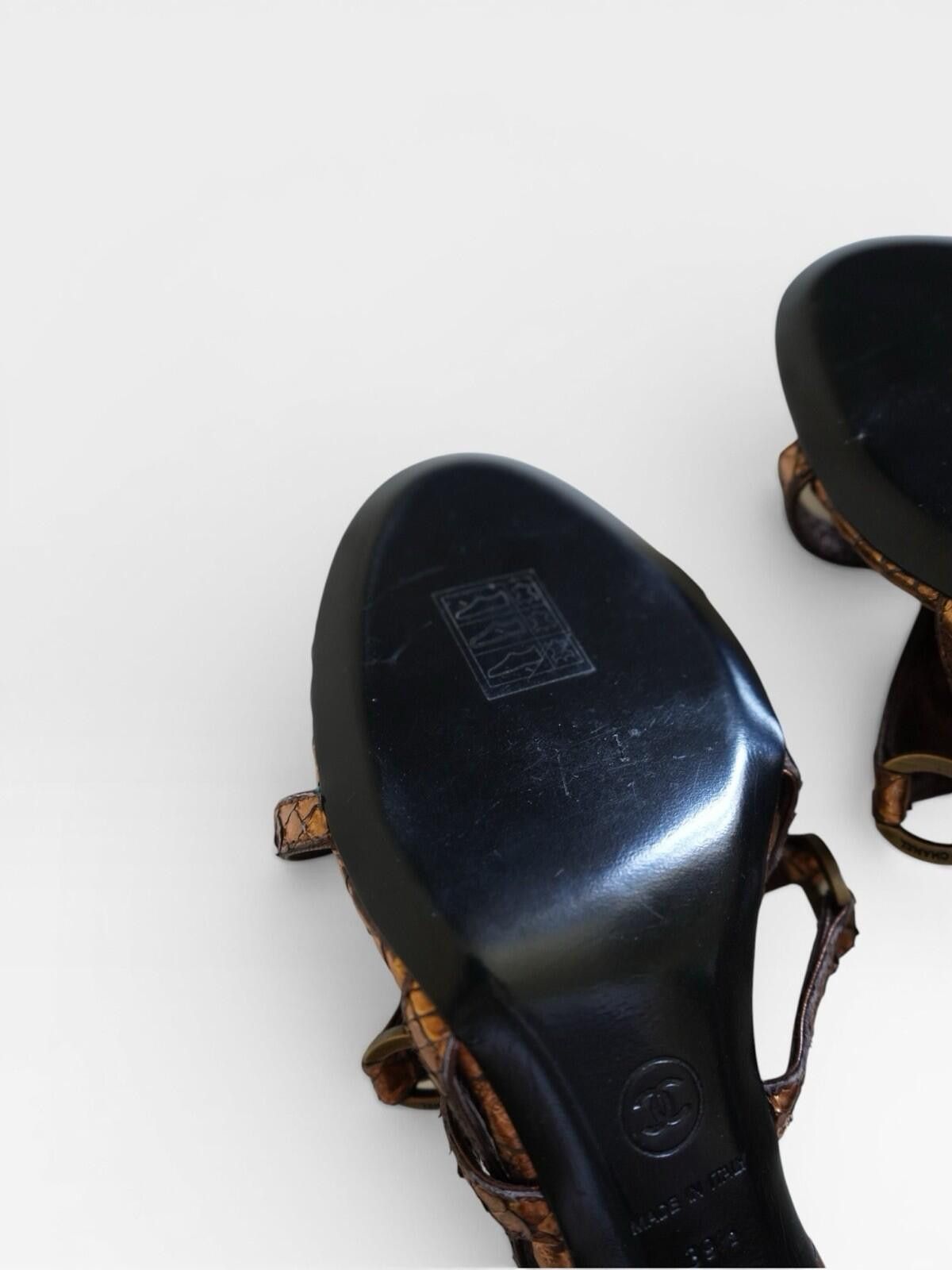 Chanel 2000s Chanel Copper Embossed Python Slingback Heels VINTAGE Size US 9 / IT 39 - 9 Thumbnail