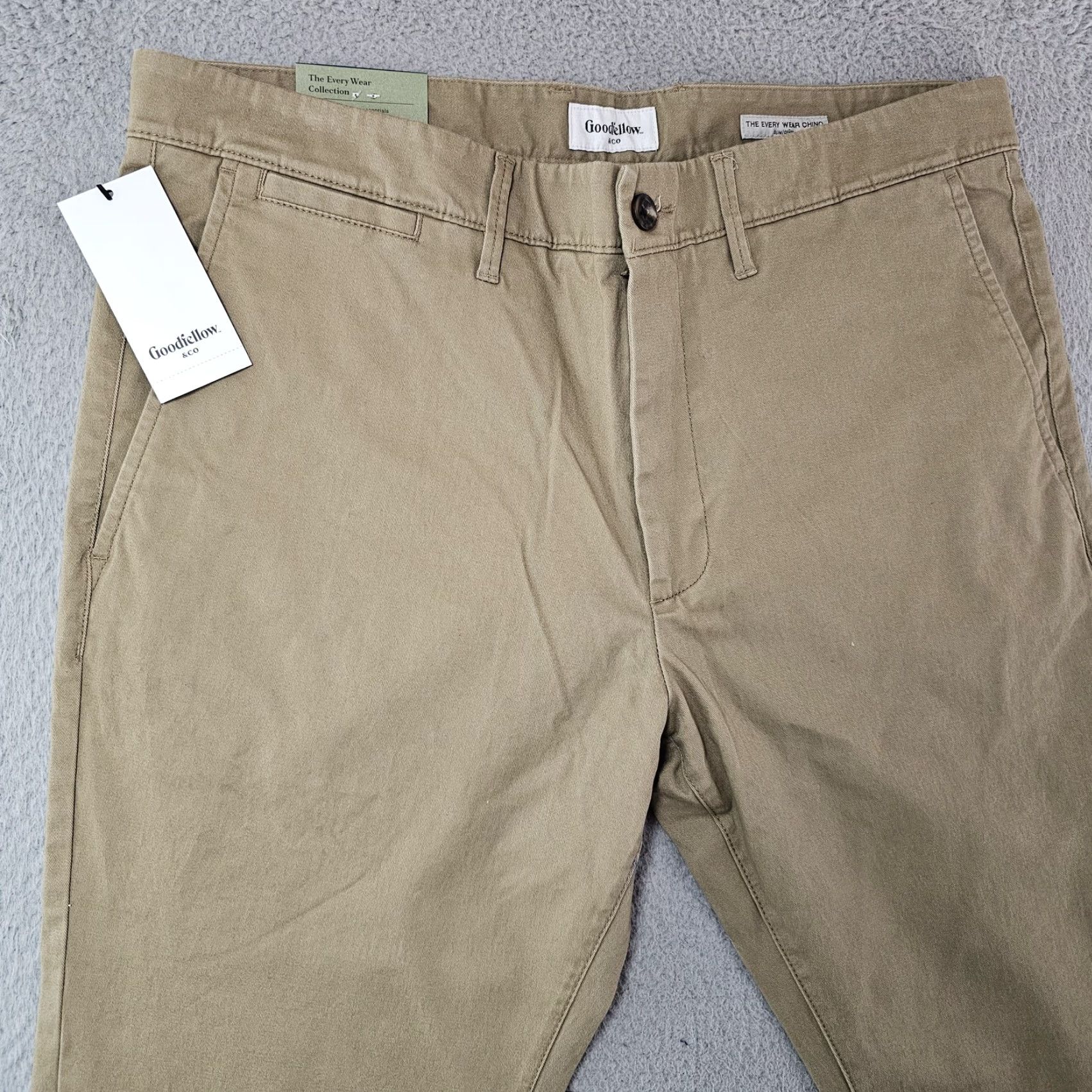 Vintage Goodfellow & Co Pants Men Slim Chino 38x30 Beige Stretch Casual Business Travel Khaki 5 Pocket Zip Fly Button Mens Size US 38 / EU 54 - 2 Thumbnail