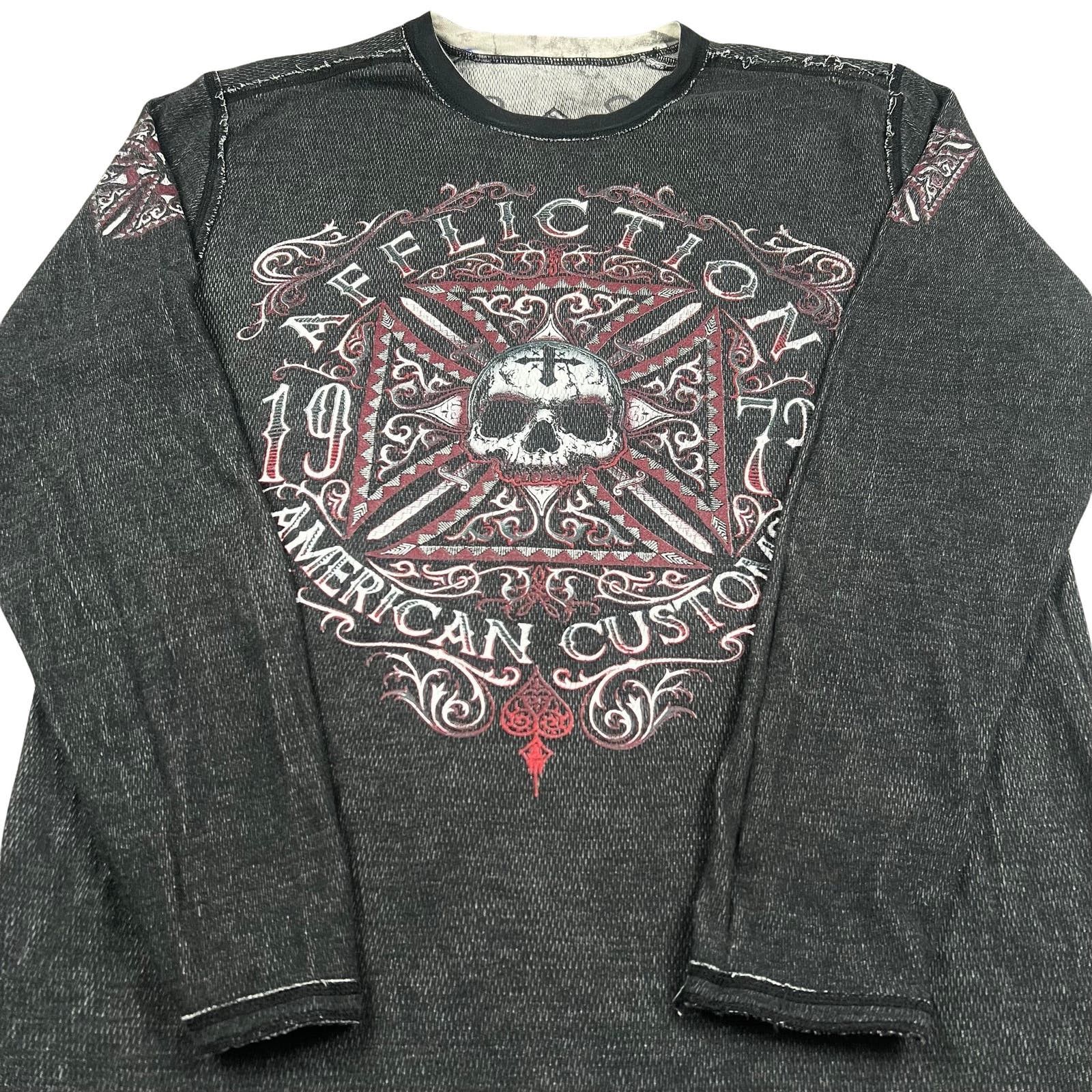 Vintage y2k affliction reversible thermal long sleeve shirt
