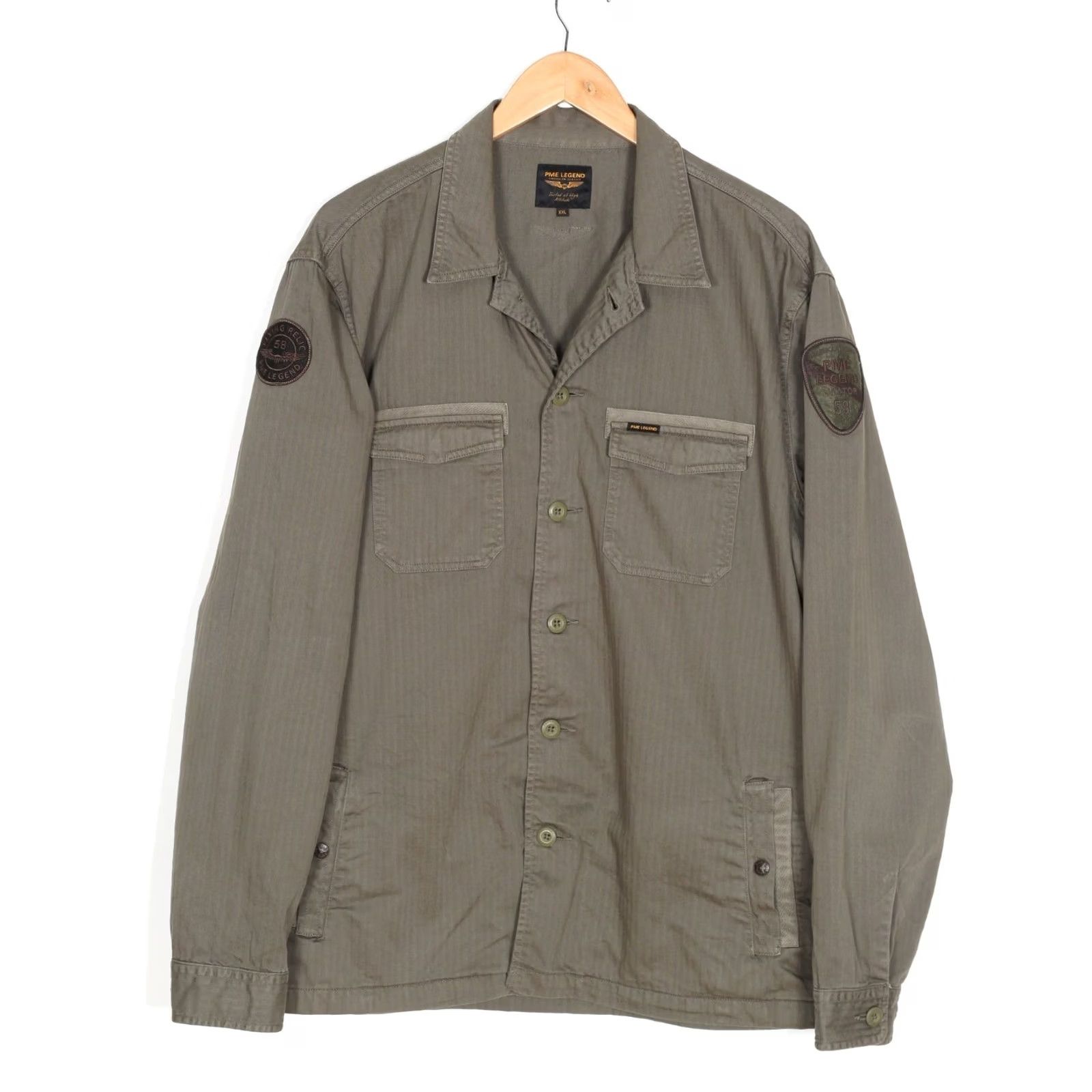 Vintage PME Legend AVIATOR Overshirt Jacket Men XXL Olive Logo Casual All Seasons Regular Fit Mid-Length Jacket Mens Size US XXL / EU 58 / 5 - 2 Thumbnail