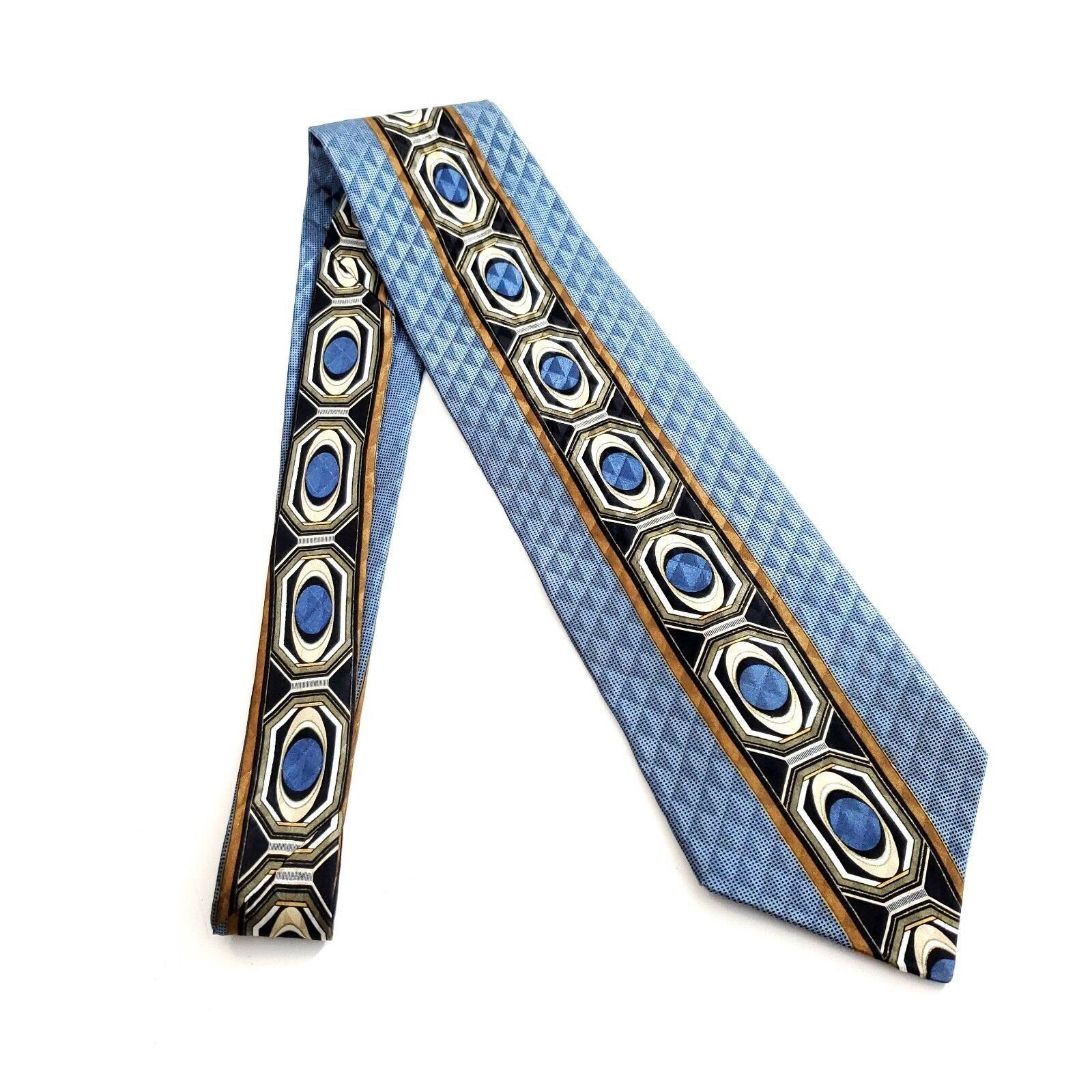 Vintage Palatina Abstract Blue Print Wide Silk Tie Size ONE SIZE - 6 Thumbnail