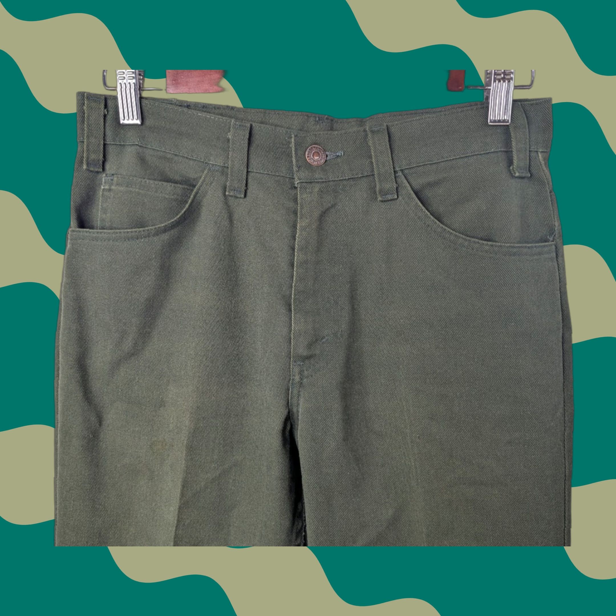 Levi's Vintage Levi's 517 Sta-Prest Men’s Pants 29x30 Green Chino 70s Talon Distressed Size US 29 - 1 Thumbnail