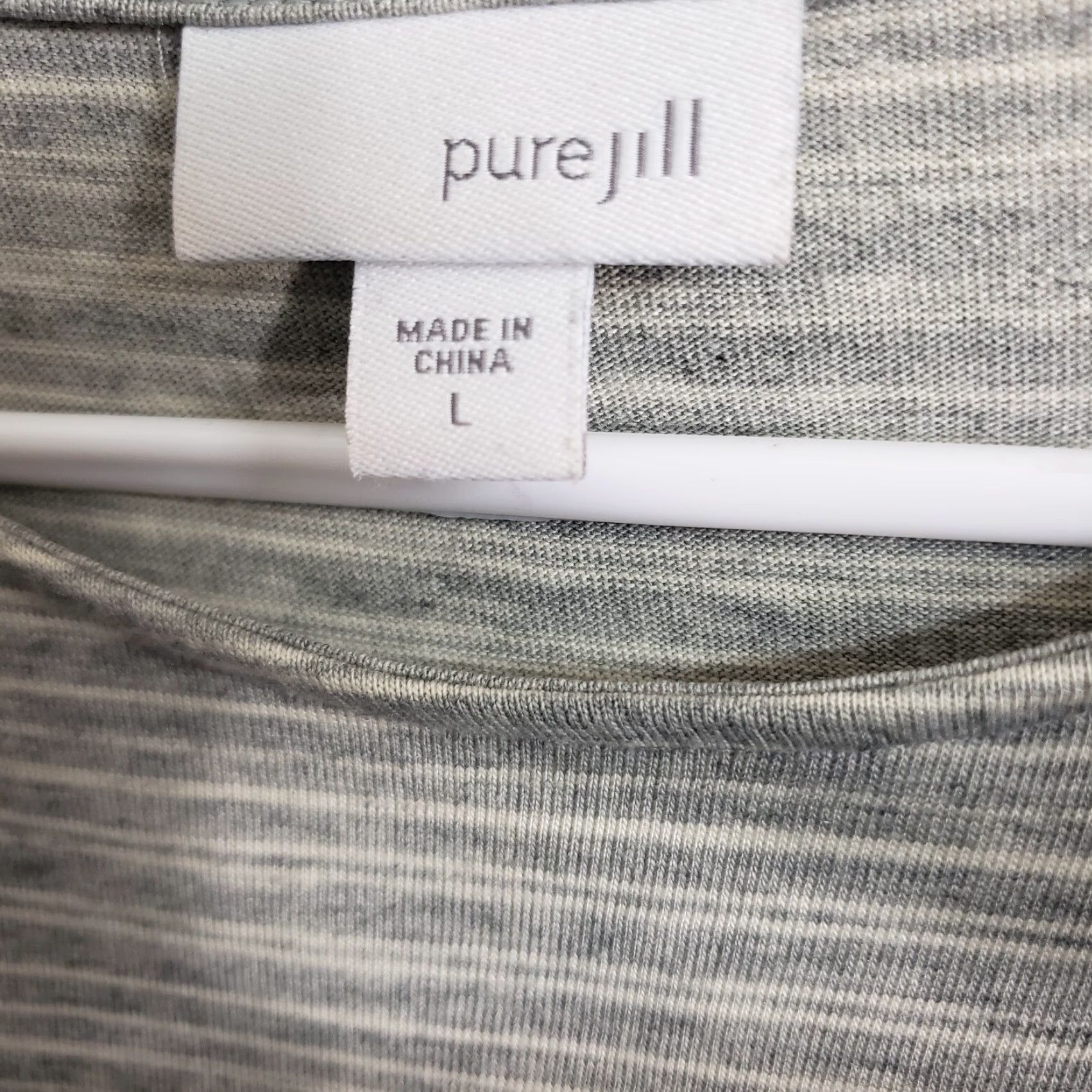 J. Jill VINTAGE PureJill Womens Tunic Top Gray Striped Cotton Blend 3/4 Sleeve L Large Shirt Womens Size L / US 10 / IT 46 - 5 Thumbnail