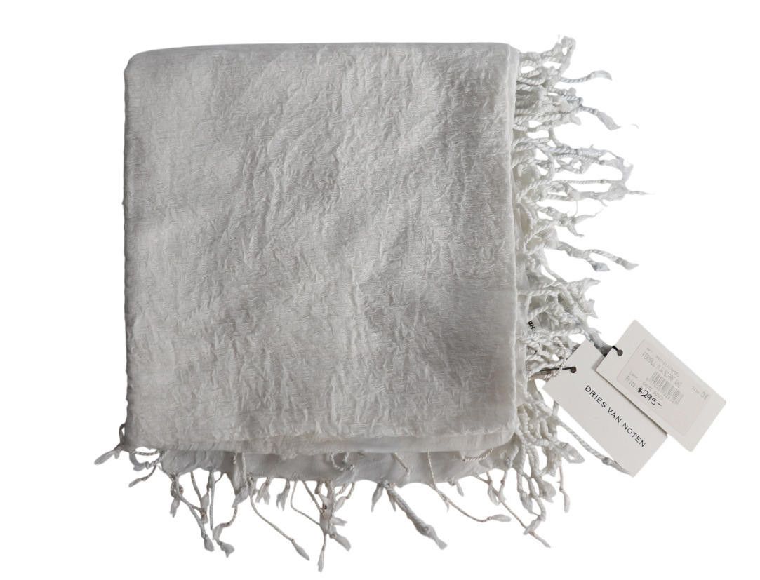 Dries Van Noten Dries Van Noten Unisex White Farriss Scarf Silk Cotton NWT Size ONE SIZE - 12 Thumbnail