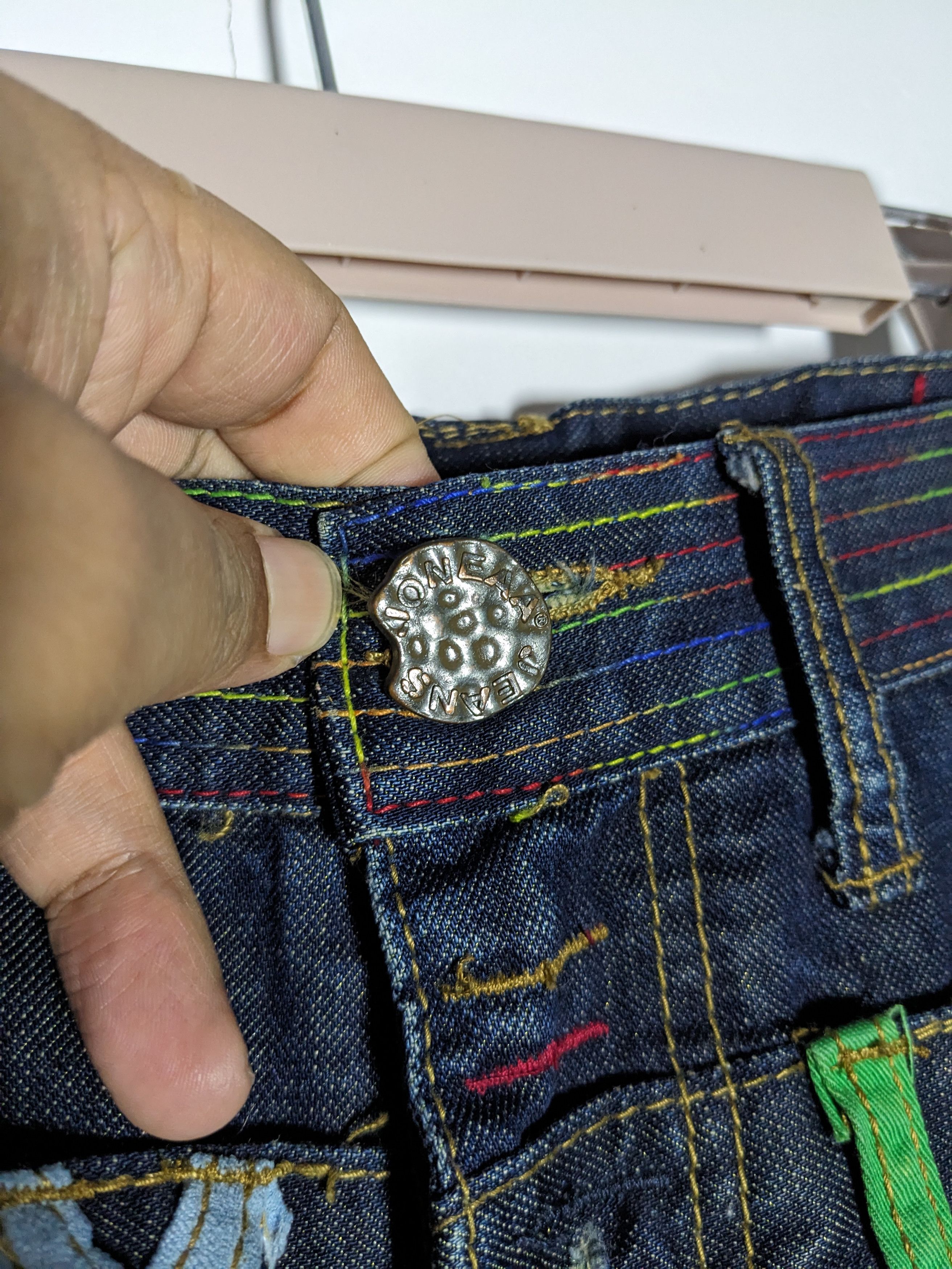 Japanese Brand Joneaa Double Waisted Distressed Twisted Denim Jeans Size US 32 / EU 48 - 6 Thumbnail