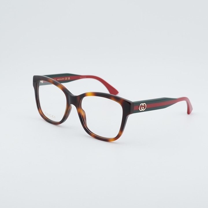 Gucci Gucci GG0038ONN 002 Eyeglasses Havana 54mm Square Frame Size ONE SIZE - 1 Thumbnail