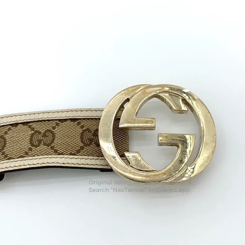 Gucci Gucci Brown logo jacquard full print smooth buckle belt Size ONE SIZE - 6 Thumbnail