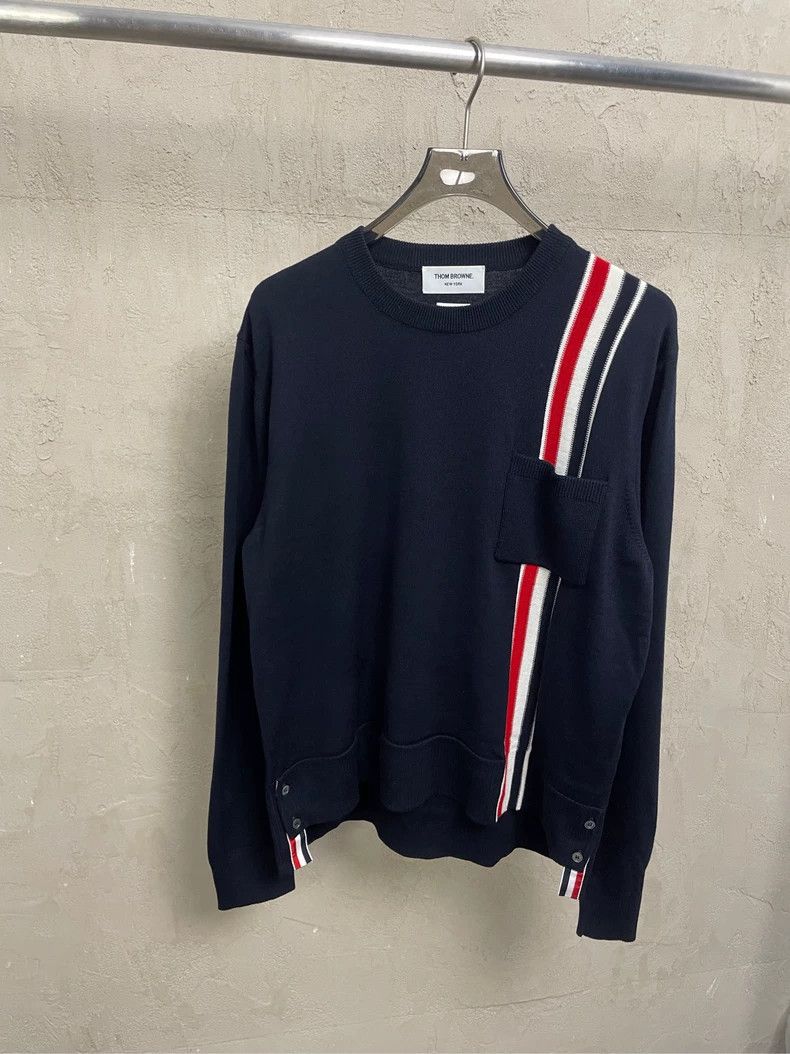 Thom Browne Thom browne Tibetan blue color striped wool round-neck swea Size US XL / EU 56 / 4 - 1 Thumbnail