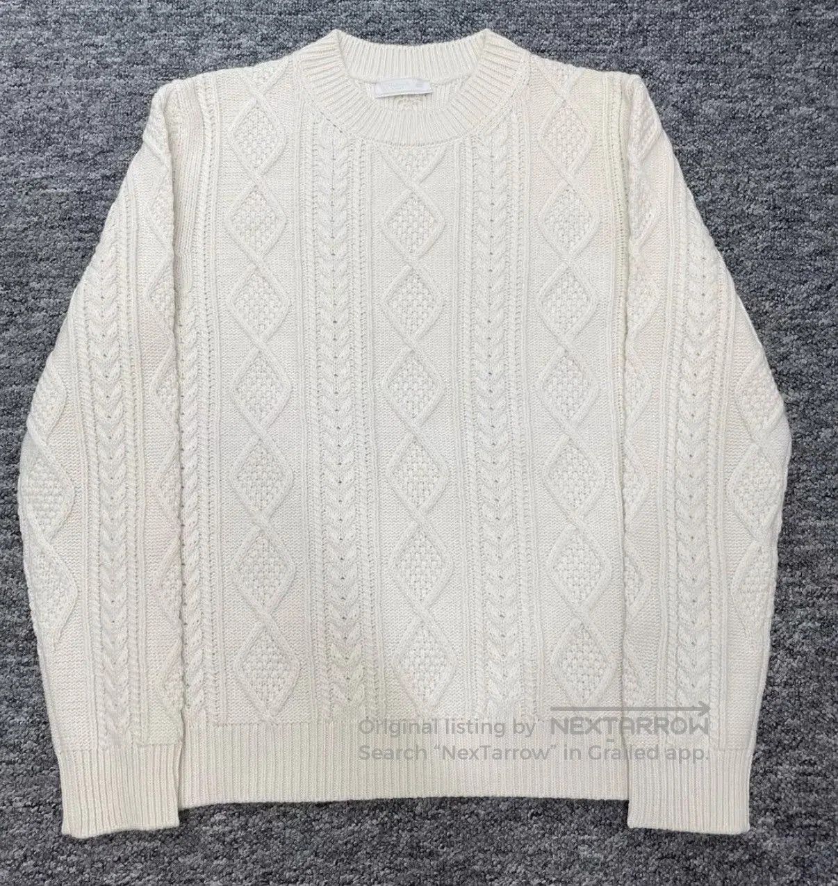 Prada White Cable Knit Crewneck Sweater. Size US M / EU 48-50 / 2 - 1 Thumbnail