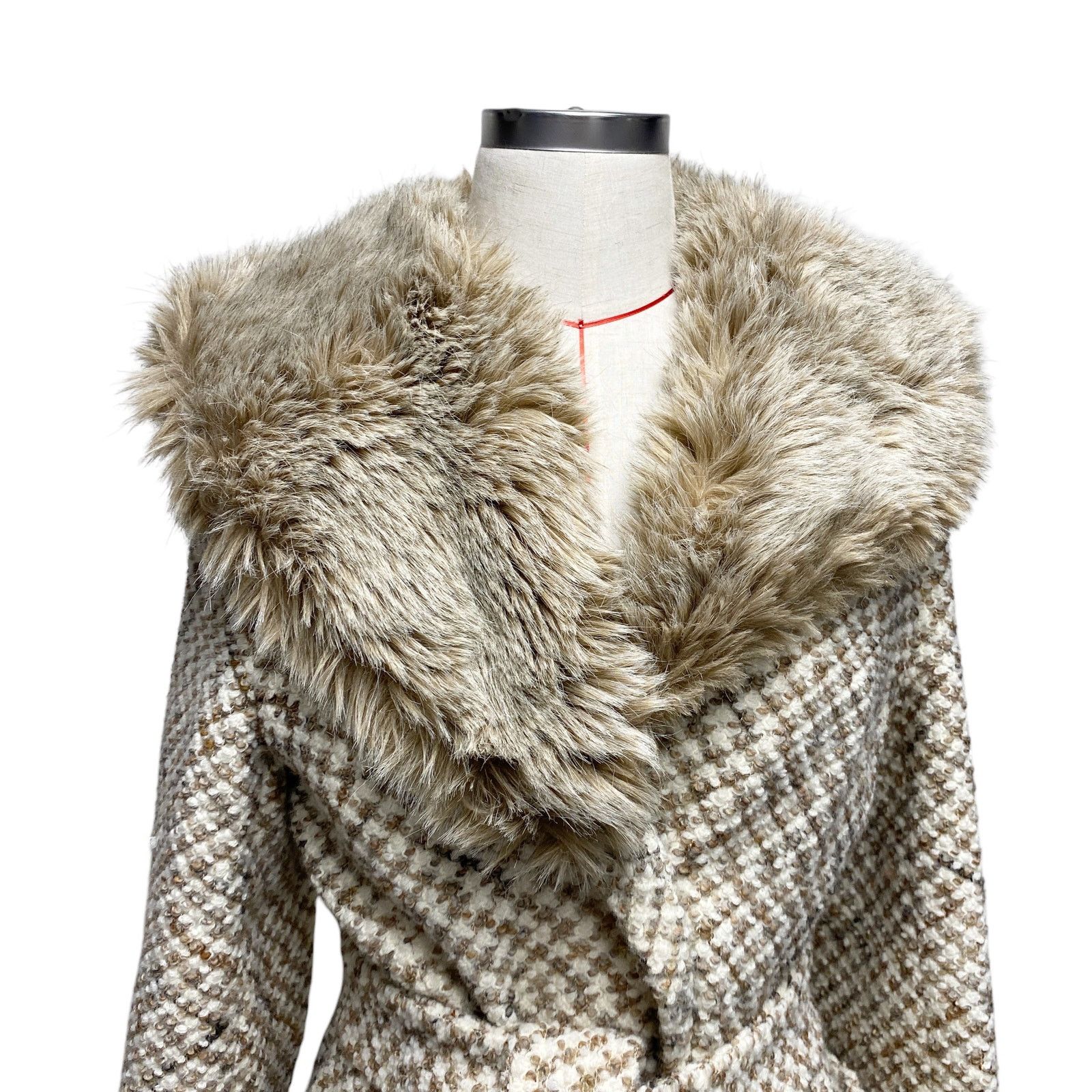 & Other Stories Vintage Womens Size 8 Fur Collar Tweed Button Up Coat Size M / US 6-8 / IT 42-44 - 6 Thumbnail