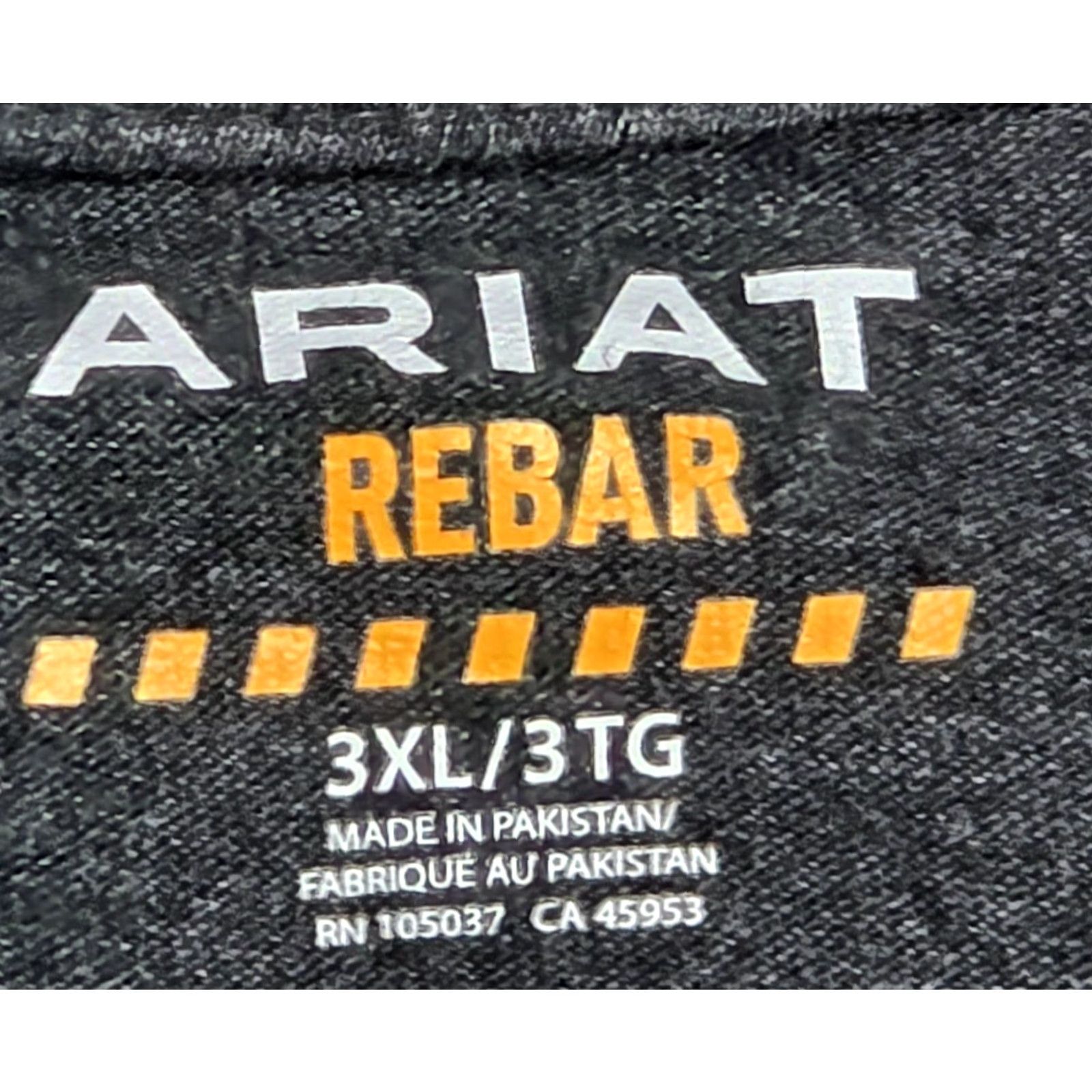 Ariat Ariat Men's Short Sleeve T-Shirt Pocket Gray Cotton 3XL Crew Neck Solid Rebar Size US 39 - 7 Thumbnail