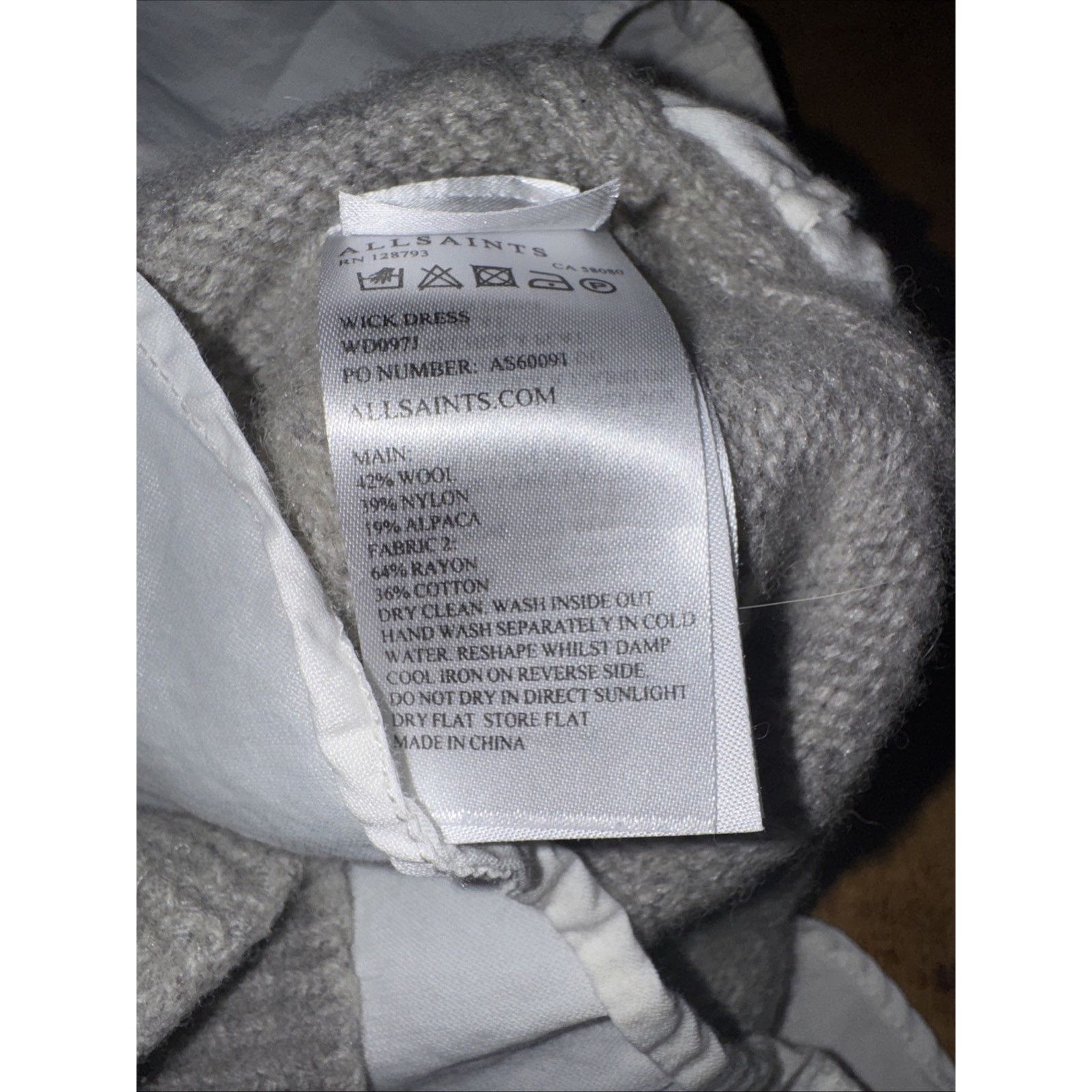 Allsaints All Saints Wick Dress Wool/Rayon Dress XS Gray Size XS / US 0-2 / IT 36-38 - 4 Thumbnail
