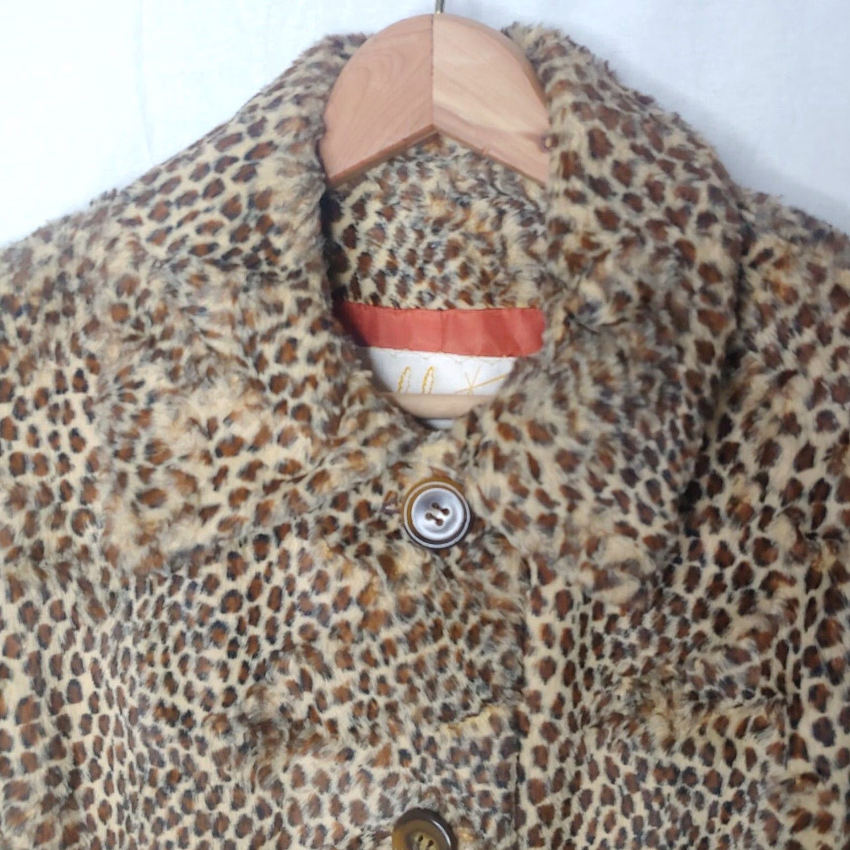 Vintage VINTAGE Hal Leurs Jacket Woman S Leopard Animal Print Brown Faux Fur Lined Button Long Sleeve Mid-Length Size S / US 4 / IT 40 - 7 Thumbnail