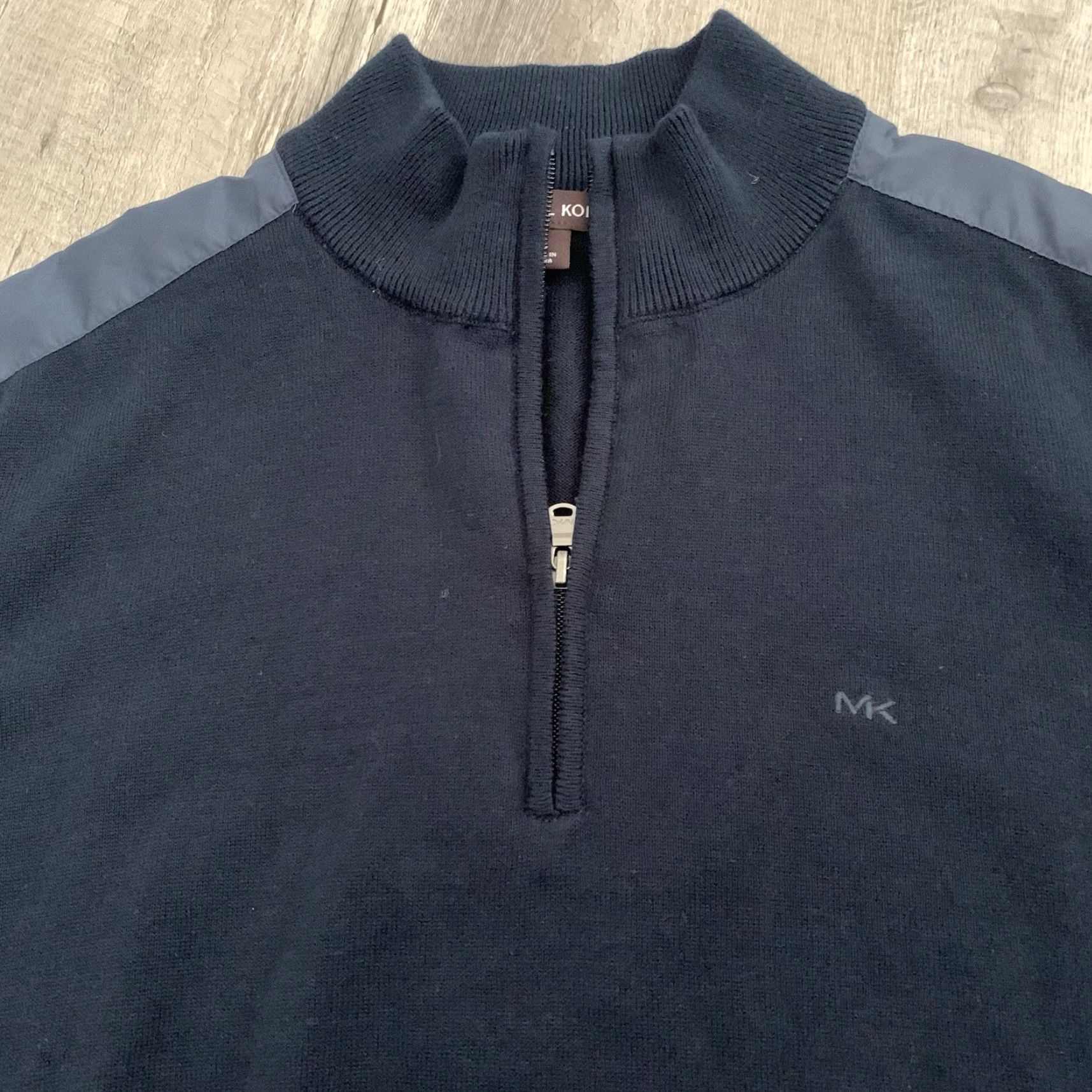 Michael Kors Michael Kors Sweater Mens XL 1/4 Zip Pullover Blue Tight Knit Nylon Shoulder Knitted Mock Neck Long Sleeve Classic Fit Size US XL / EU 56 / 4 - 3 Thumbnail