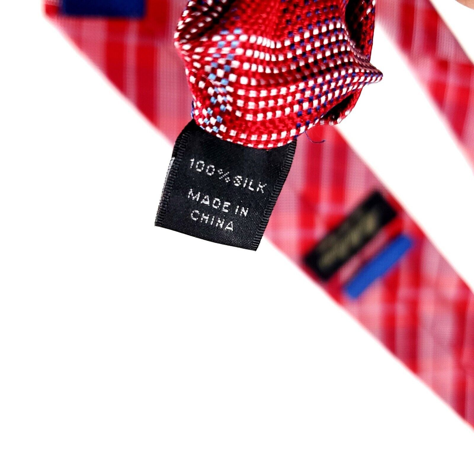 Designer Michelsons Silk Tie Red Plaid Woven Short Skinny Size ONE SIZE - 4 Thumbnail