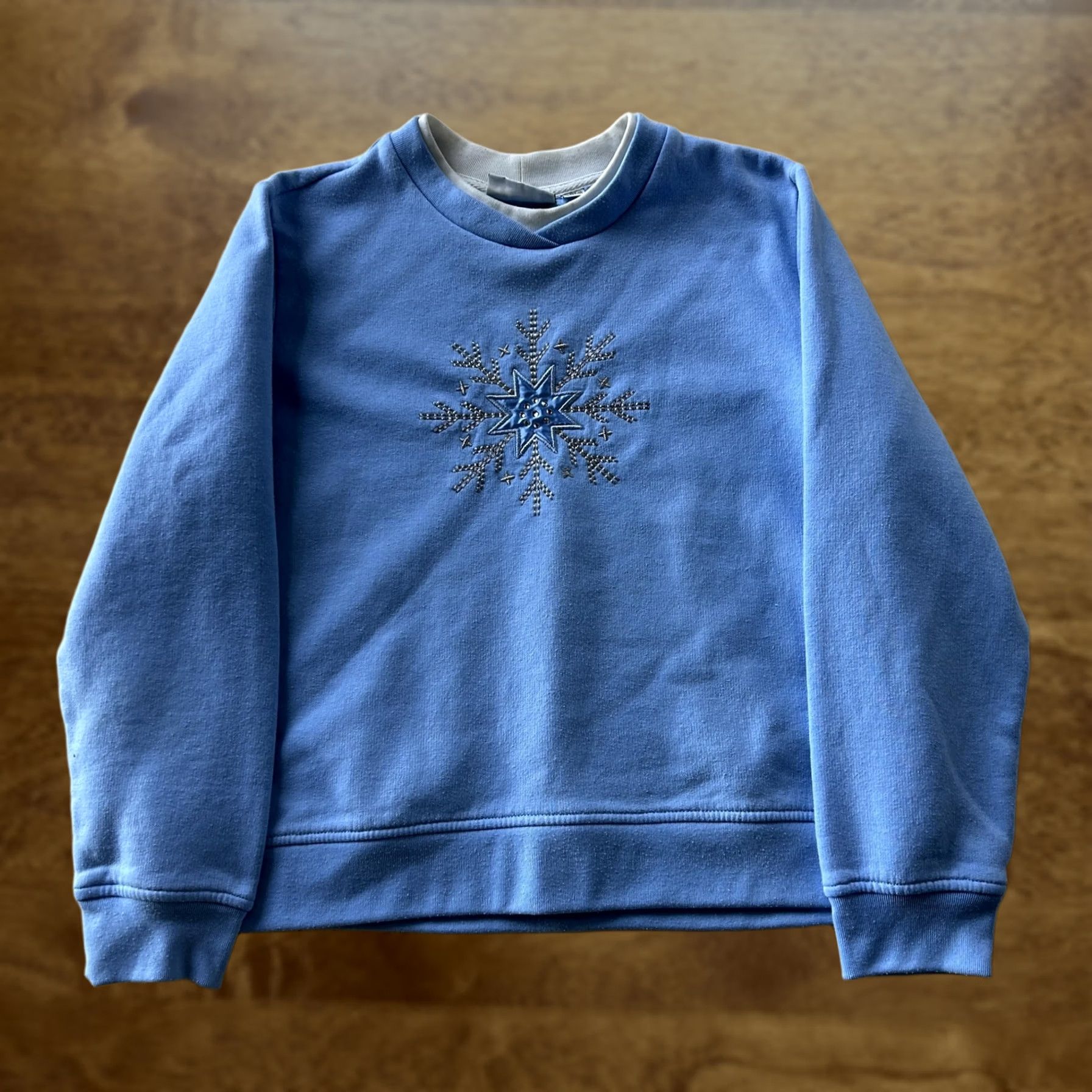 Vintage Studio Works Sport Sweatshirt Womens PL Large Blue Lined Embroidered Snowflake Sweater Crew Neck Long Sleeve Size L / US 10 / IT 46 - 1 Thumbnail