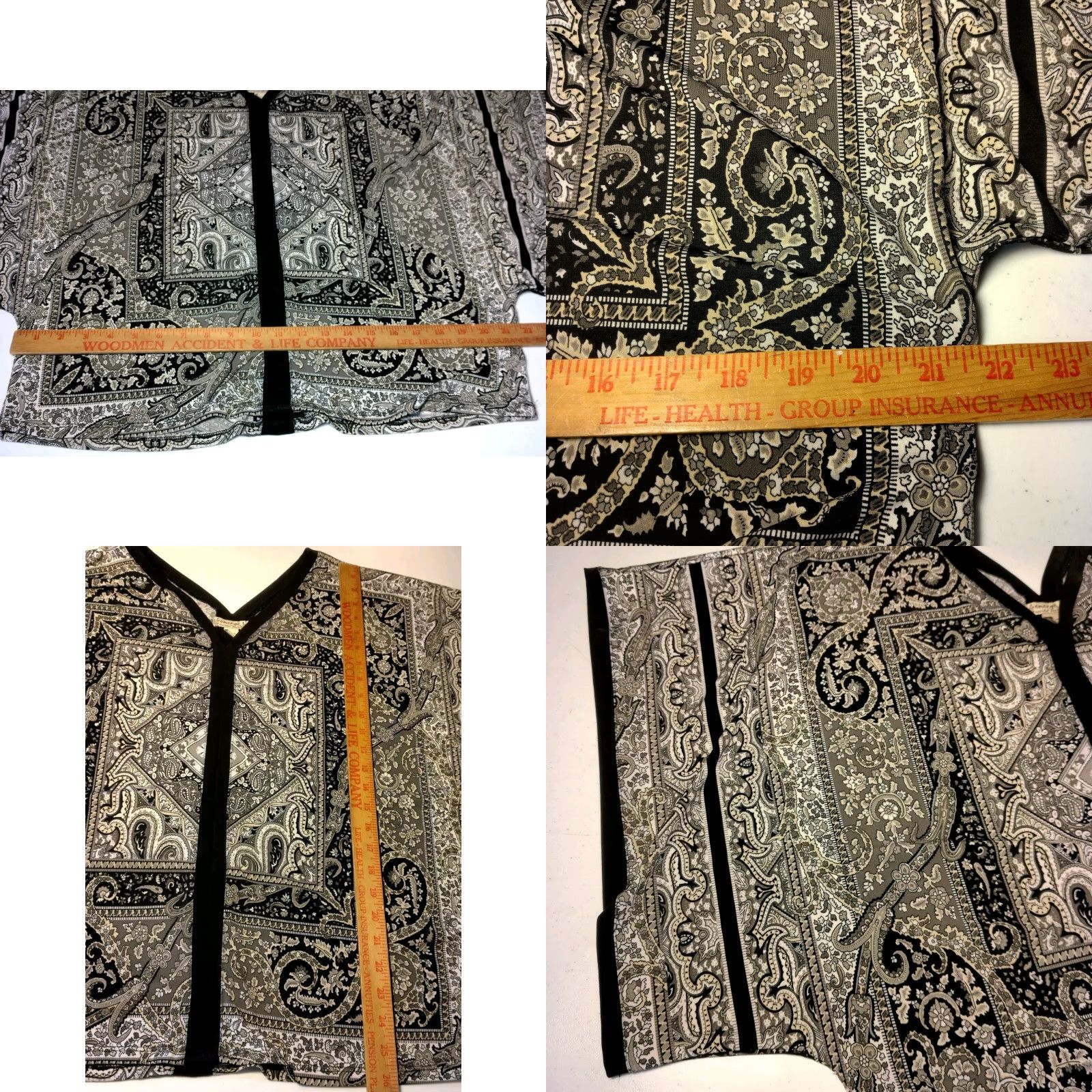Vintage Black White Shirt Large Kimono Sleeve Bandanna Scarf Crop Energe World Wear Size L / US 10 / IT 46 - 8 Thumbnail