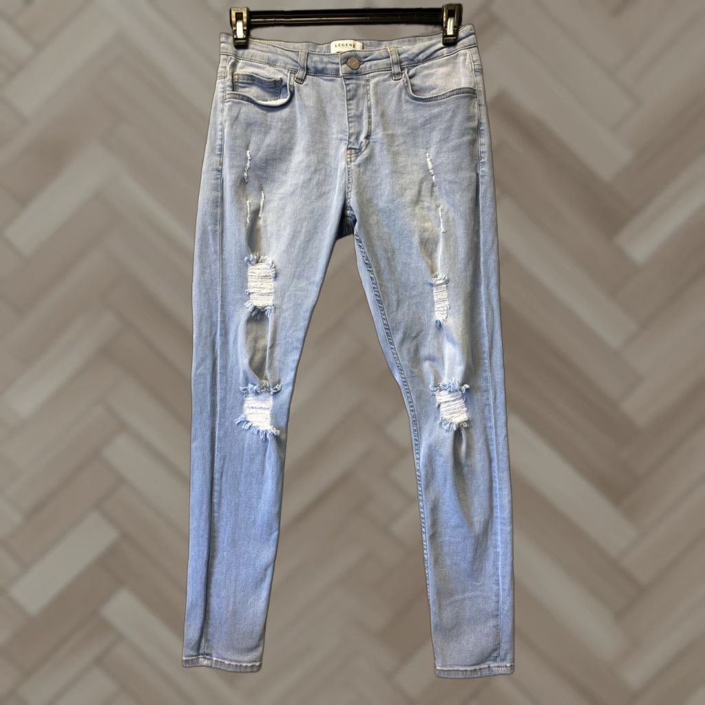 Vintage Legend London Men’s Jeans Blue 30x30 Straight Stretch Distressed Regular Mens Size US 30 / EU 46 - 1 Thumbnail