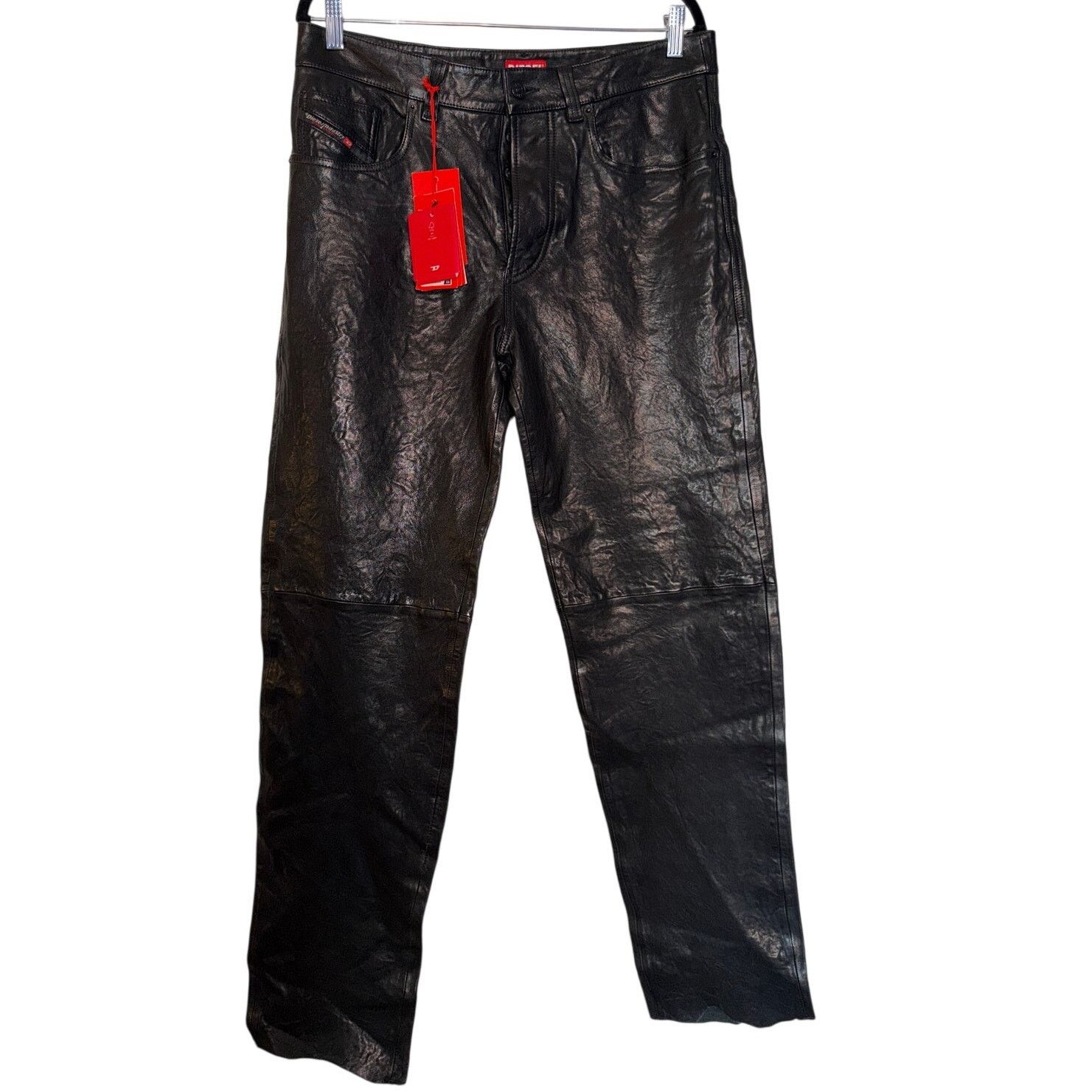 Diesel Diesel NWT P-Macs-Lth Textured Waxed-Leather Pants Size US 32 / EU 48 - 1 Thumbnail