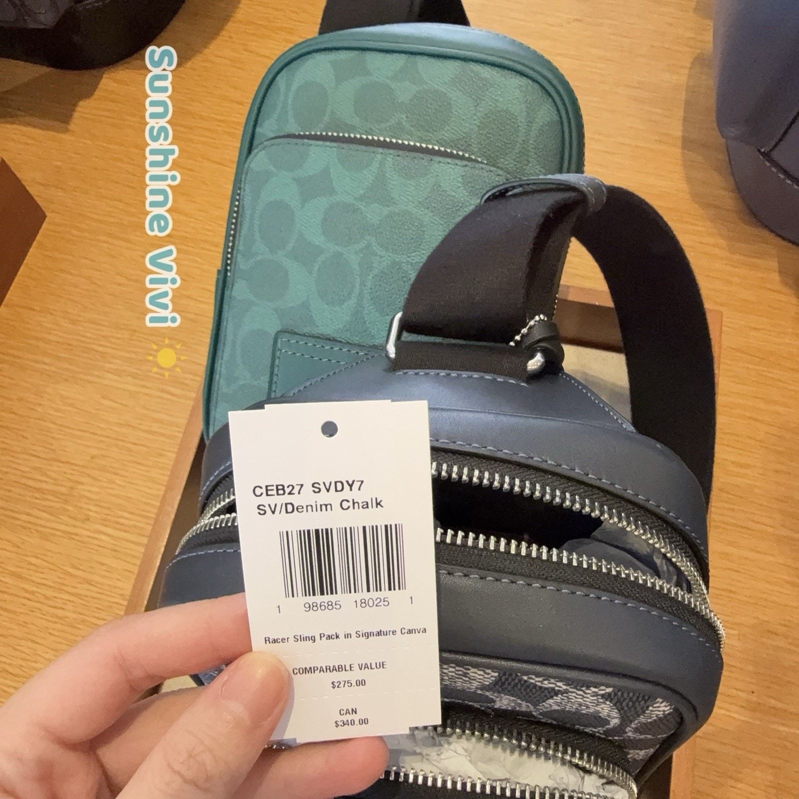 Coach NWT Coach Racer Sling Pack Charms CEB27 Silver Denim Chalk Size ONE SIZE - 8 Thumbnail