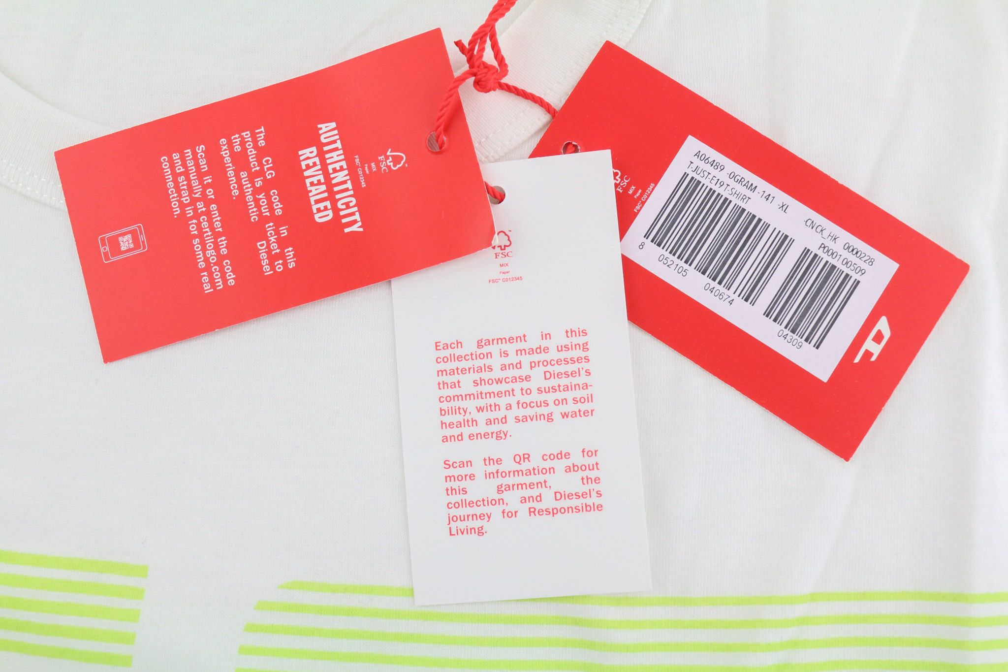 Diesel T-JUST-E19 XL Short Sleeve Logo White Tee 40244 Size US XL / EU 56 / 4 - 7 Thumbnail