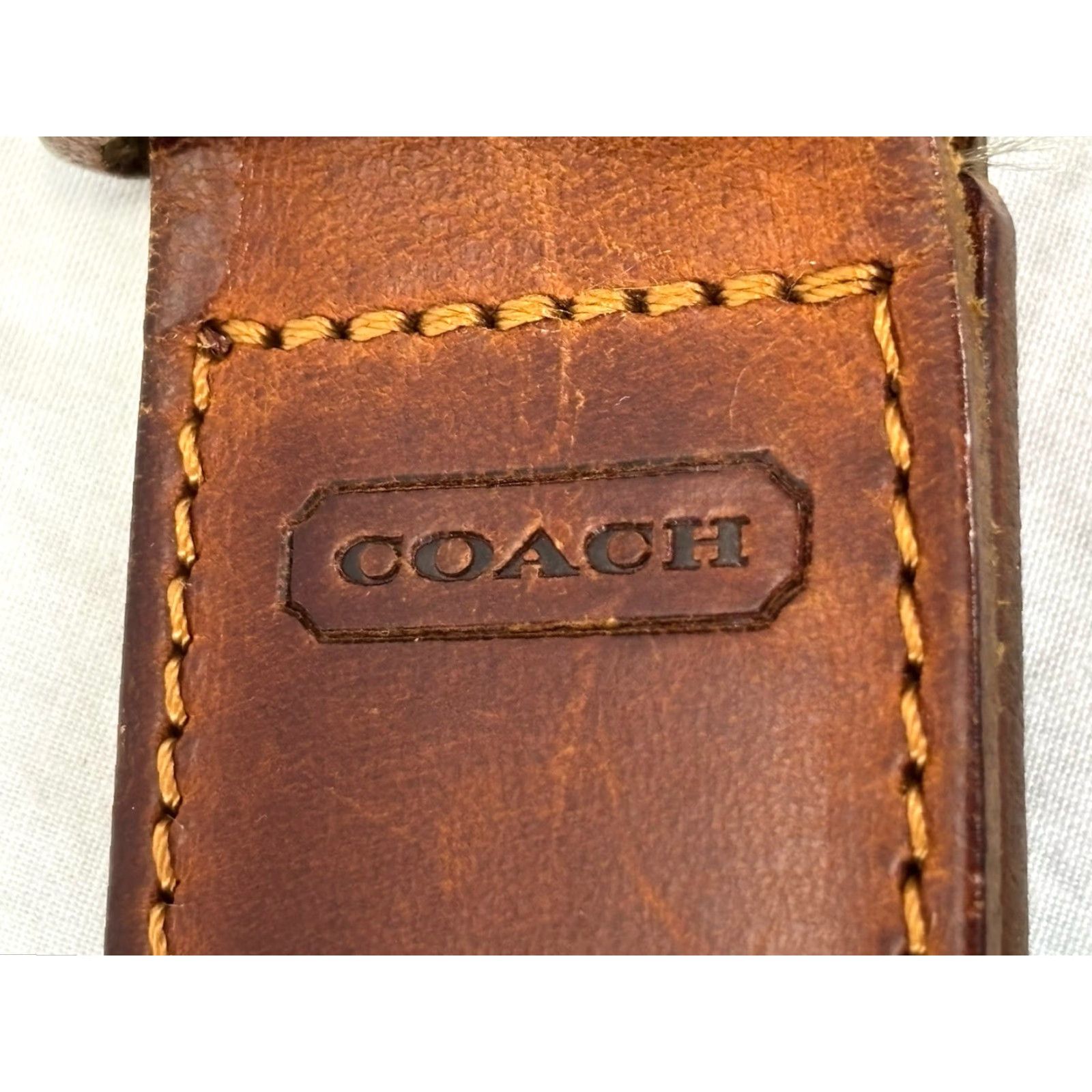 Coach VINTAGE Coach Belt Leather Brown Grosgrain Ribbon 40 Italy Men’s Size 40 Brown Leather Coach Belt 1.25” USA? Size 40 - 6 Thumbnail