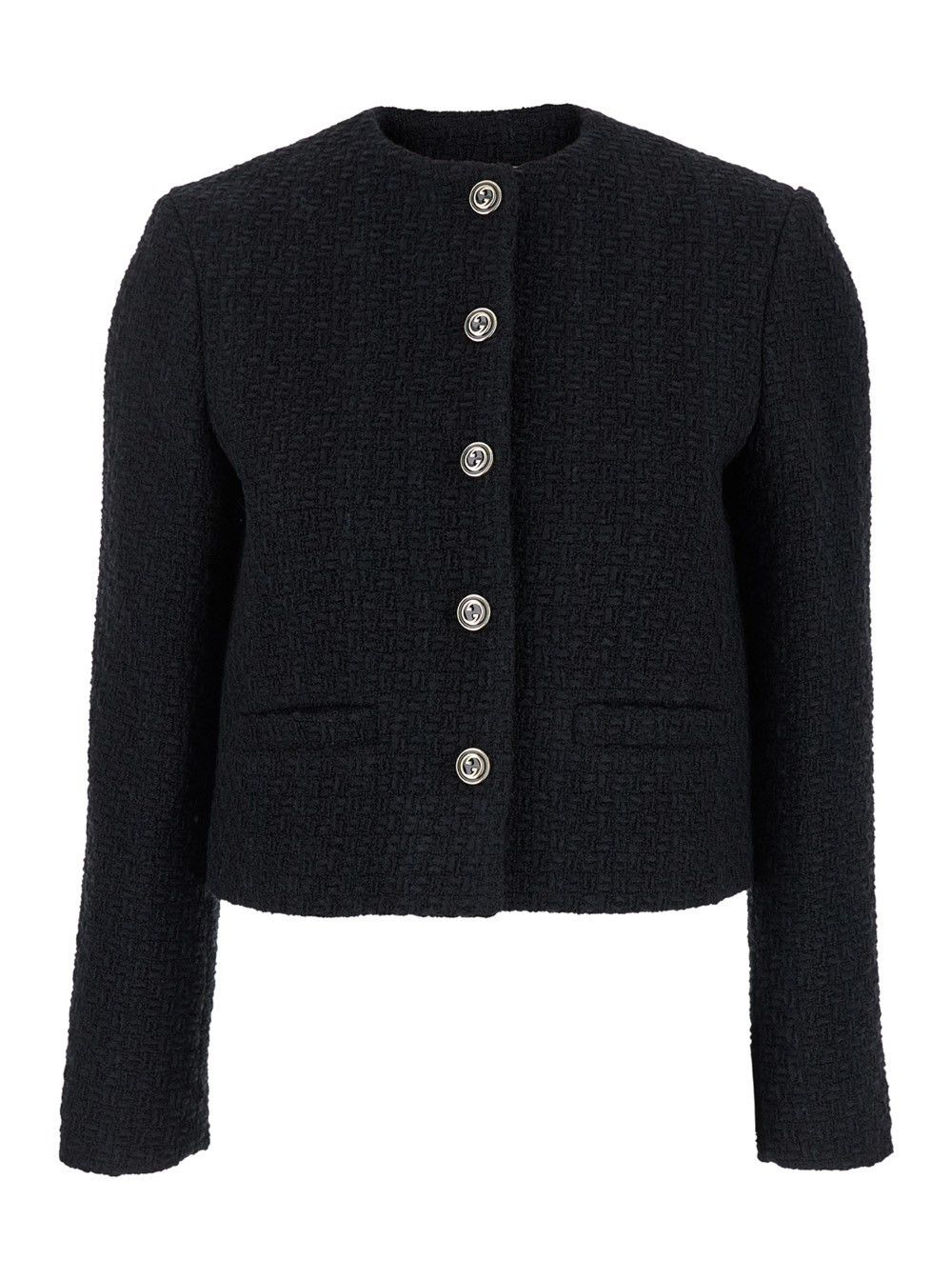 o1loc1c0226 797059 Tweed Damier Jacket in Black