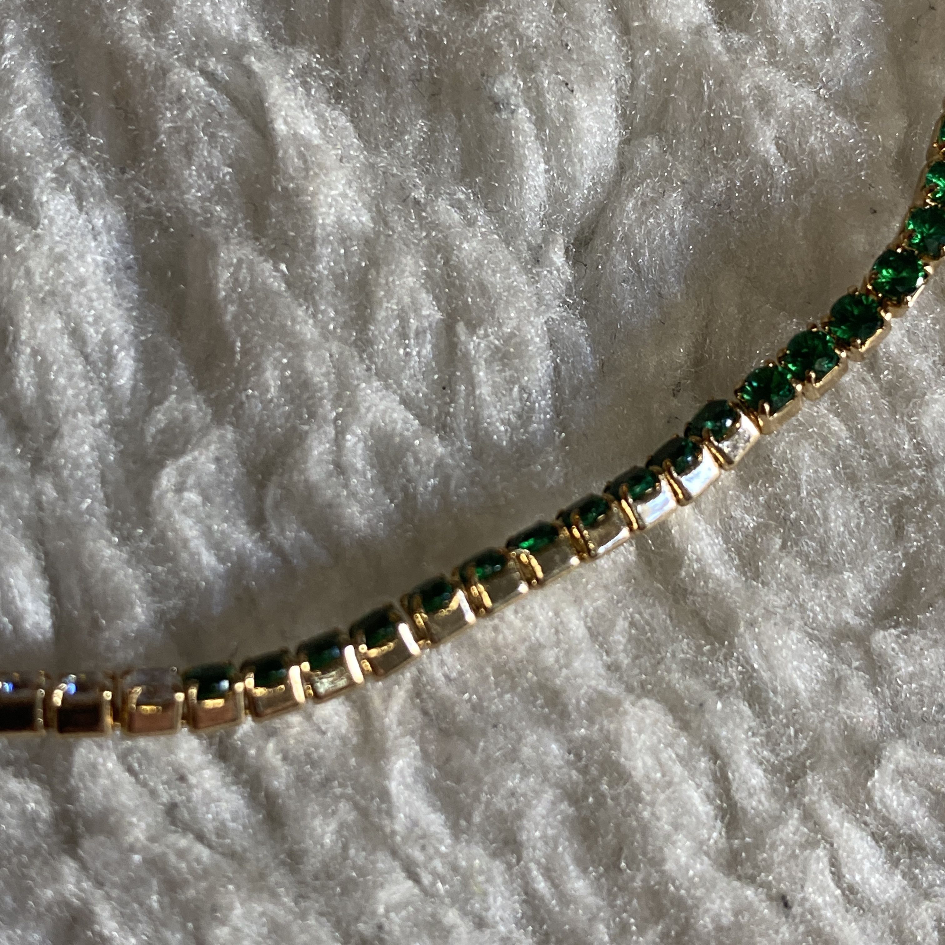 Forever 21 Forever 21 Green & Clear CZ Tennis Choker Necklace Size ONE SIZE - 2 Thumbnail